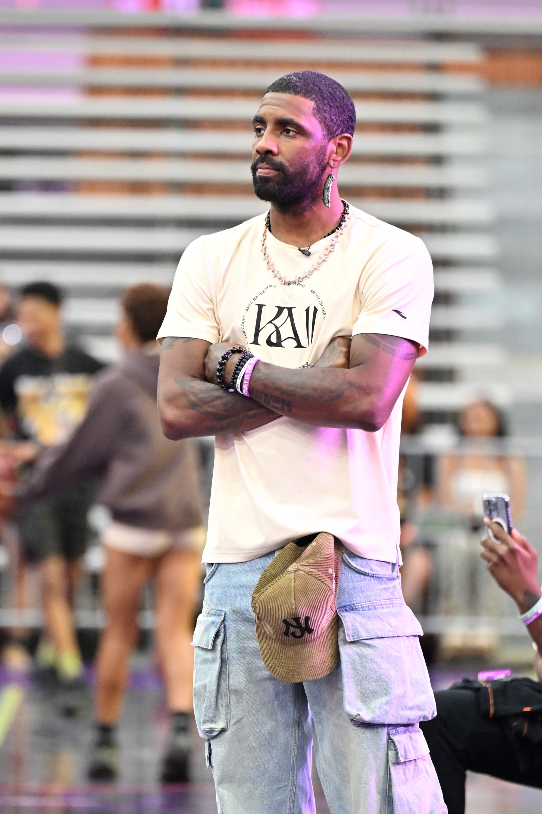 LOS ANGELES, CALIFORNIA - JUNE 28: Kyrie Irving attends the 2024 BET Experience Fan Fest at Los Angeles Convention Center on June 28, 2024 in Los Angeles, California.  (Photo by Paras Griffin/Getty Images for BET)