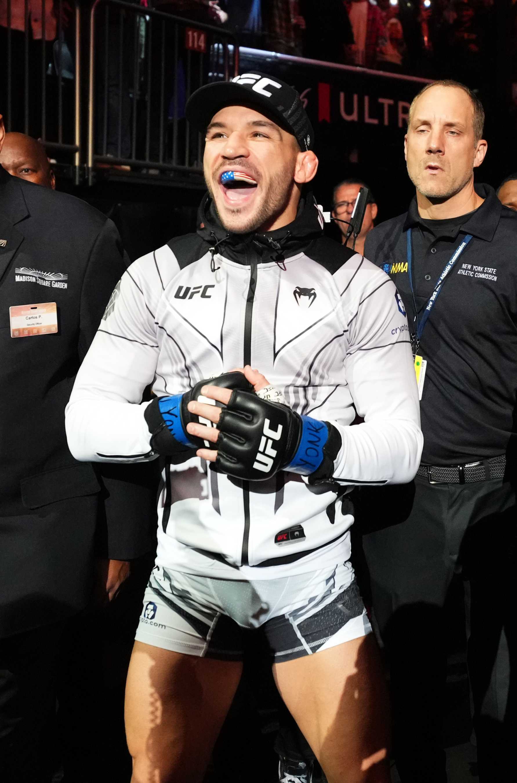 NEW YORK, NEW YORK - NOVEMBER 12: Michael Chandler prepares to fight Dustin Poirier in a lightweight bout during the UFC 281 event at Madison Square Garden on November 12, 2022 in New York City. (Photo by Chris Unger/Zuffa LLC)