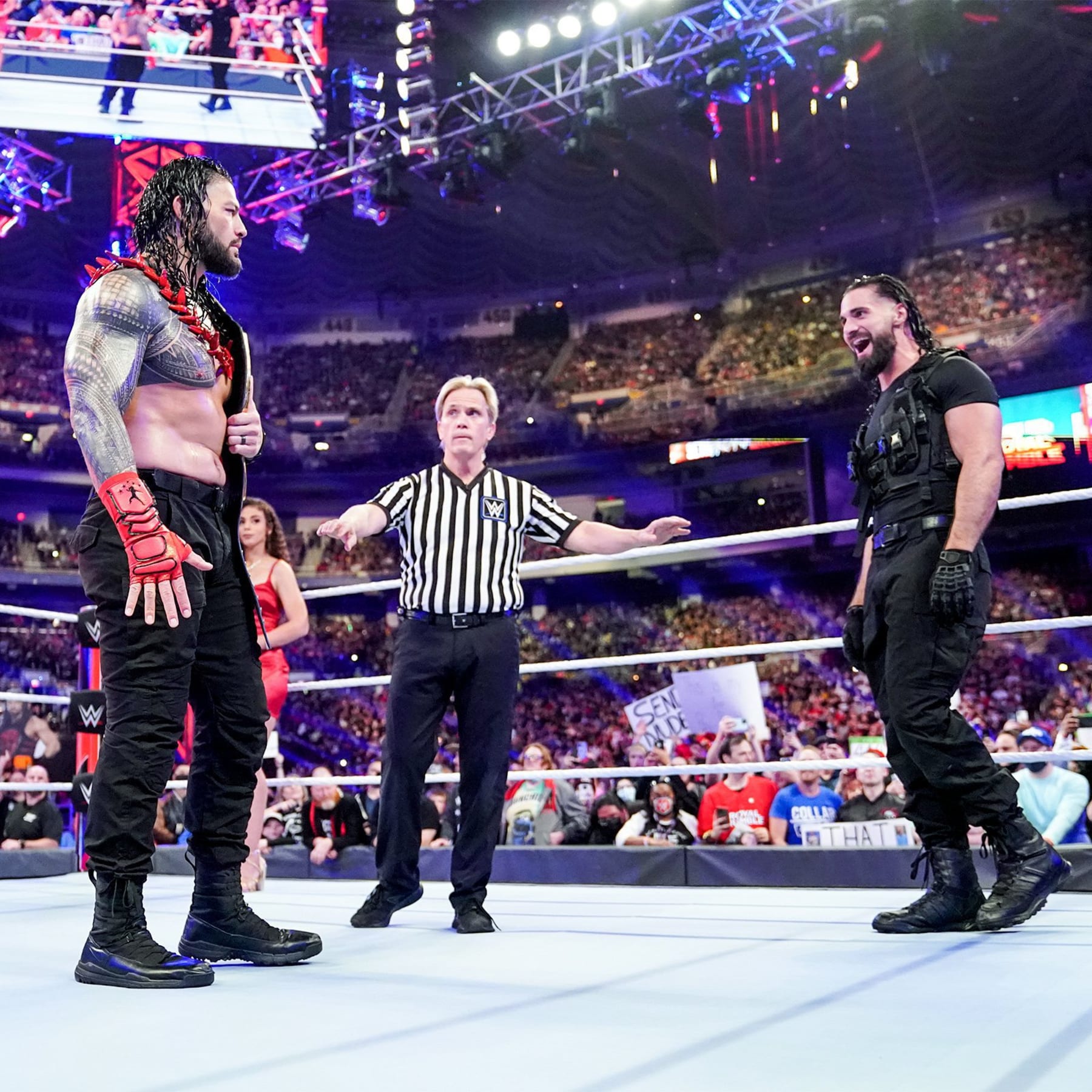 Seth Rollins mocks Roman Reigns in one of the great Royal Rumble moments of the last 20 years.