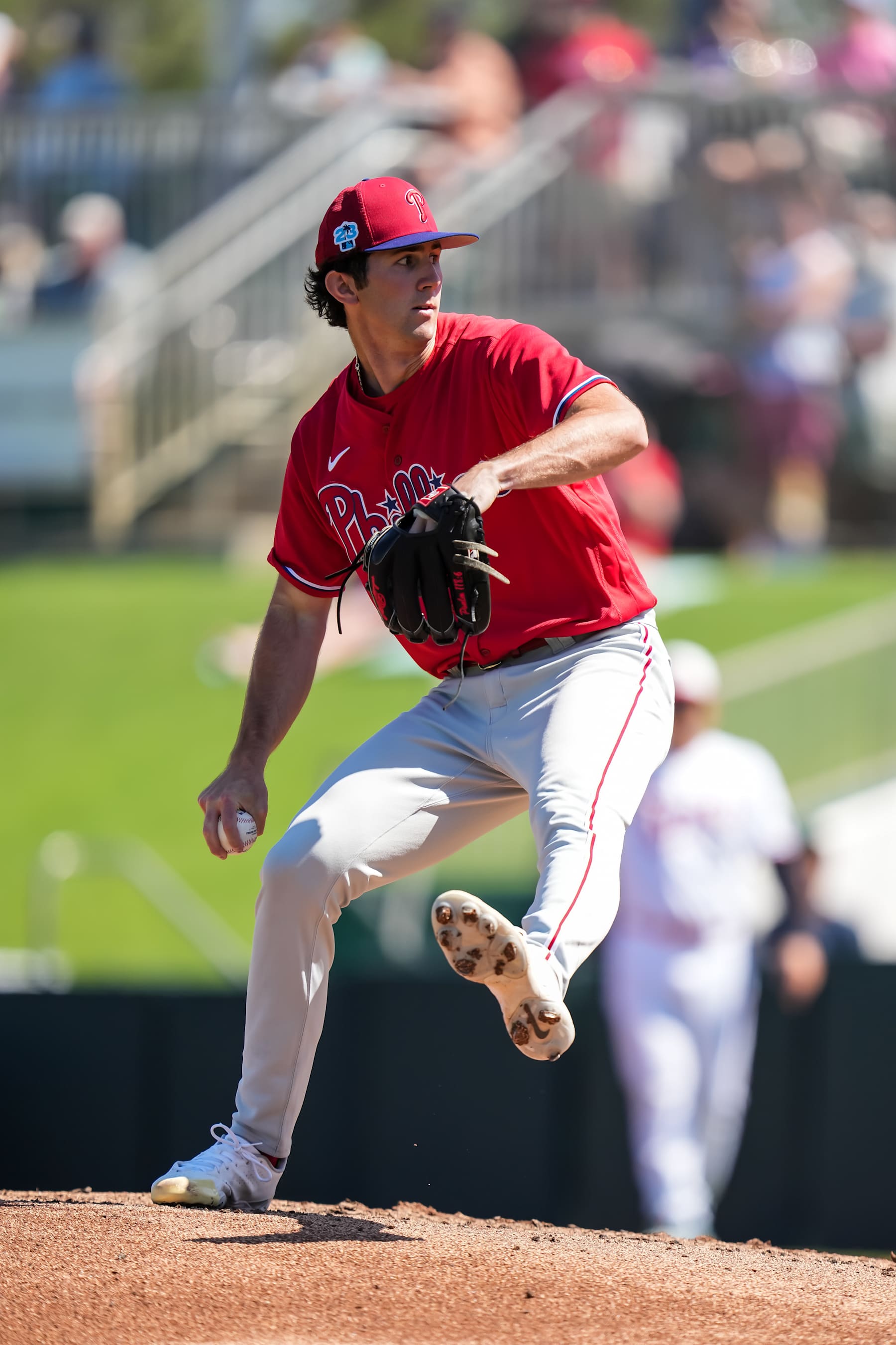 FORT MYERS, FL- MARCH 01: Andrew Painter #76 of the Philadelphia Phillies pitches during a spring training game against the Minnesota Twins on March 1, 2023 at the Hammond Stadium in Fort Myers, Florida. (Photo by Brace Hemmelgarn/Minnesota Twins/Getty Images)