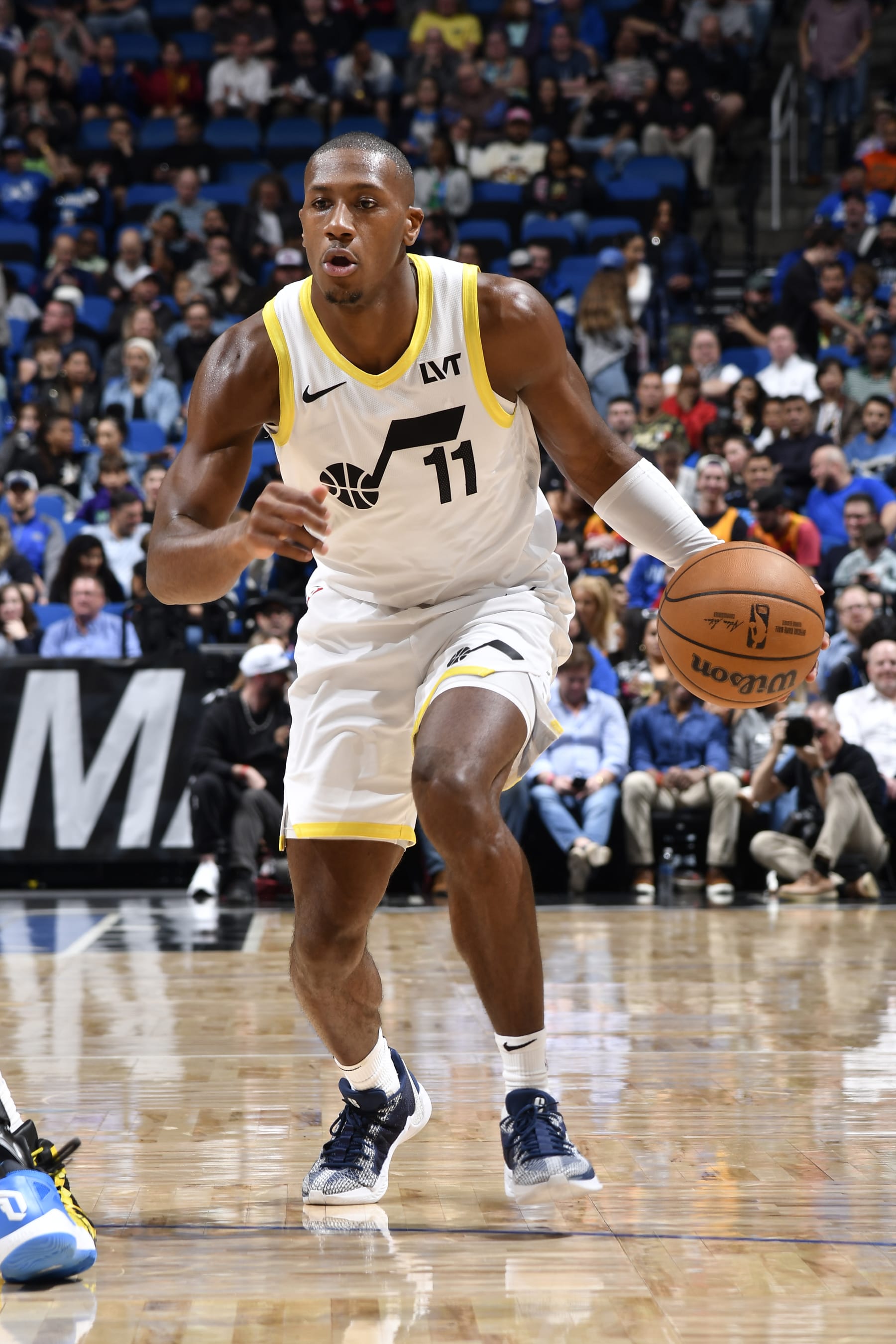 ORLANDO, FL - FEBRUARY 29: Kris Dunn #11 of the Utah Jazz handles the ball during the game against the Orlando Magic on February 29, 2024 at Amway Center in Orlando, Florida. NOTE TO USER: User expressly acknowledges and agrees that, by downloading and or using this photograph, User is consenting to the terms and conditions of the Getty Images License Agreement. Mandatory Copyright Notice: Copyright 2024 NBAE (Photo by Fernando Medina/NBAE via Getty Images)