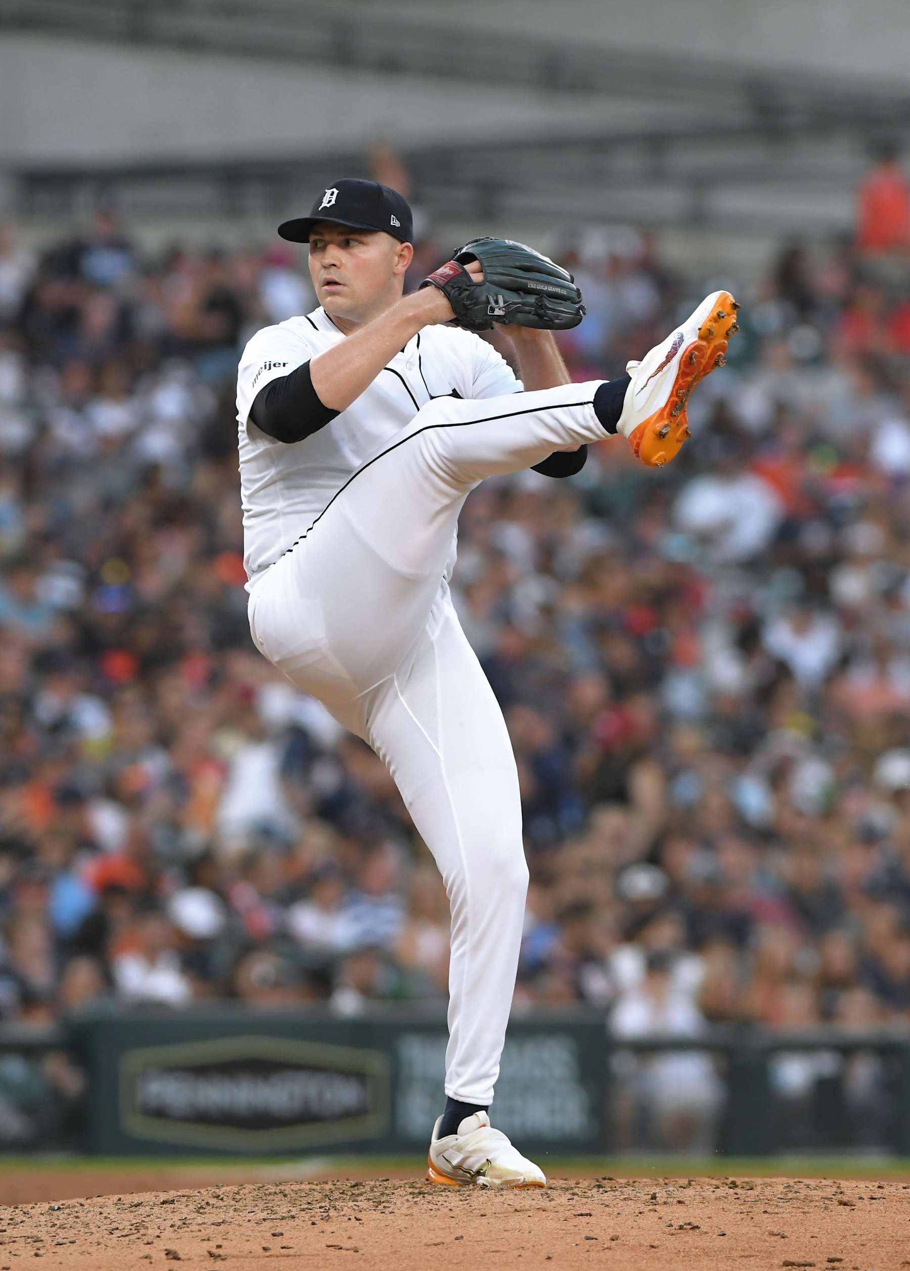 DETROIT, MI - AUGUST 31:  Tarik Skubal #29 of the Detroit Tigers pitches during the game against the Boston Red Sox at Comerica Park on August 31, 2024 in Detroit, Michigan. In this game, Skubal became the first pitcher in the major leagues to reach 200 strikeouts this season. The Tigers defeated the Red Sox 2-1.  (Photo by Mark Cunningham/MLB Photos via Getty Images)