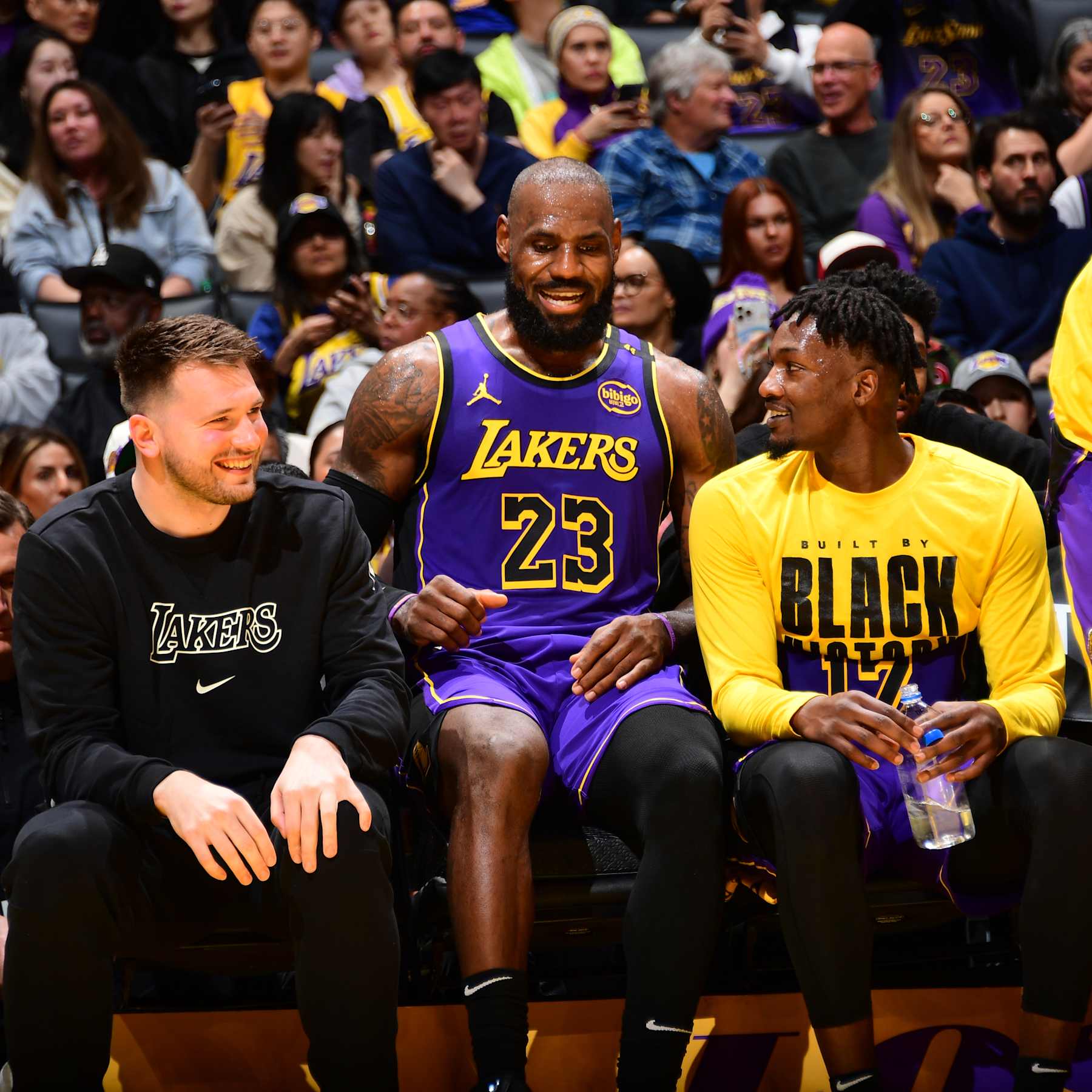 Luka DonÄiÄ, LeBron James and Dorian Finney-Smith