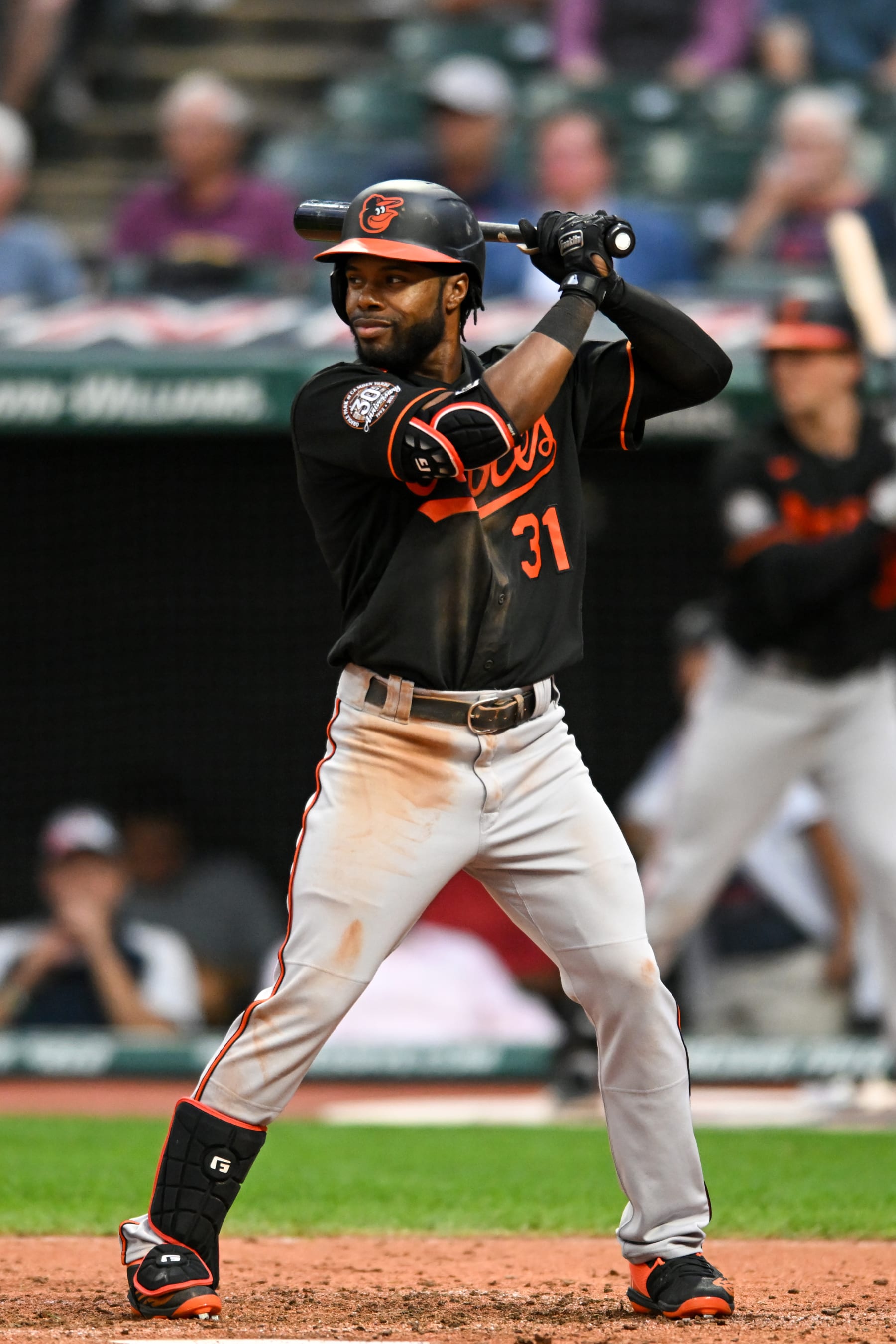 CLEVELAND, OH - AUGUST 30: Cedric Mullins #31 of the Baltimore Orioles bats during the fifth inning against the Cleveland Guardians at Progressive Field on August 30, 2022 in Cleveland, Ohio. (Photo by Nick Cammett/Diamond Images via Getty Images)