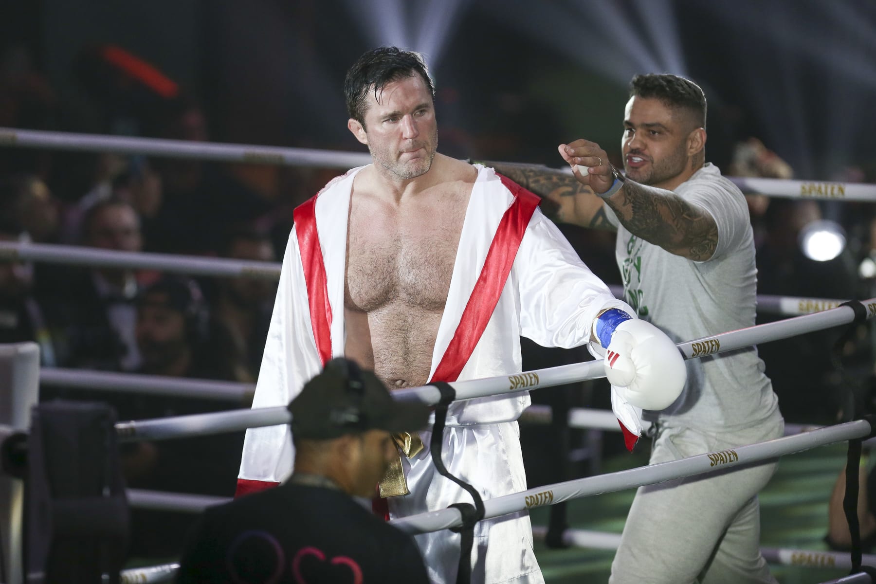 SAO PAULO, BRAZIL - JUNE 15: Chael Sonnen is introduced prior his Exhibition Fight of with Anderson Silva as part of the Spaten Fight Night event at Komplexo Tempo on June 15, 2024 in Sao Paulo, Brazil. (Photo by Ricardo Moreira/Getty Images)