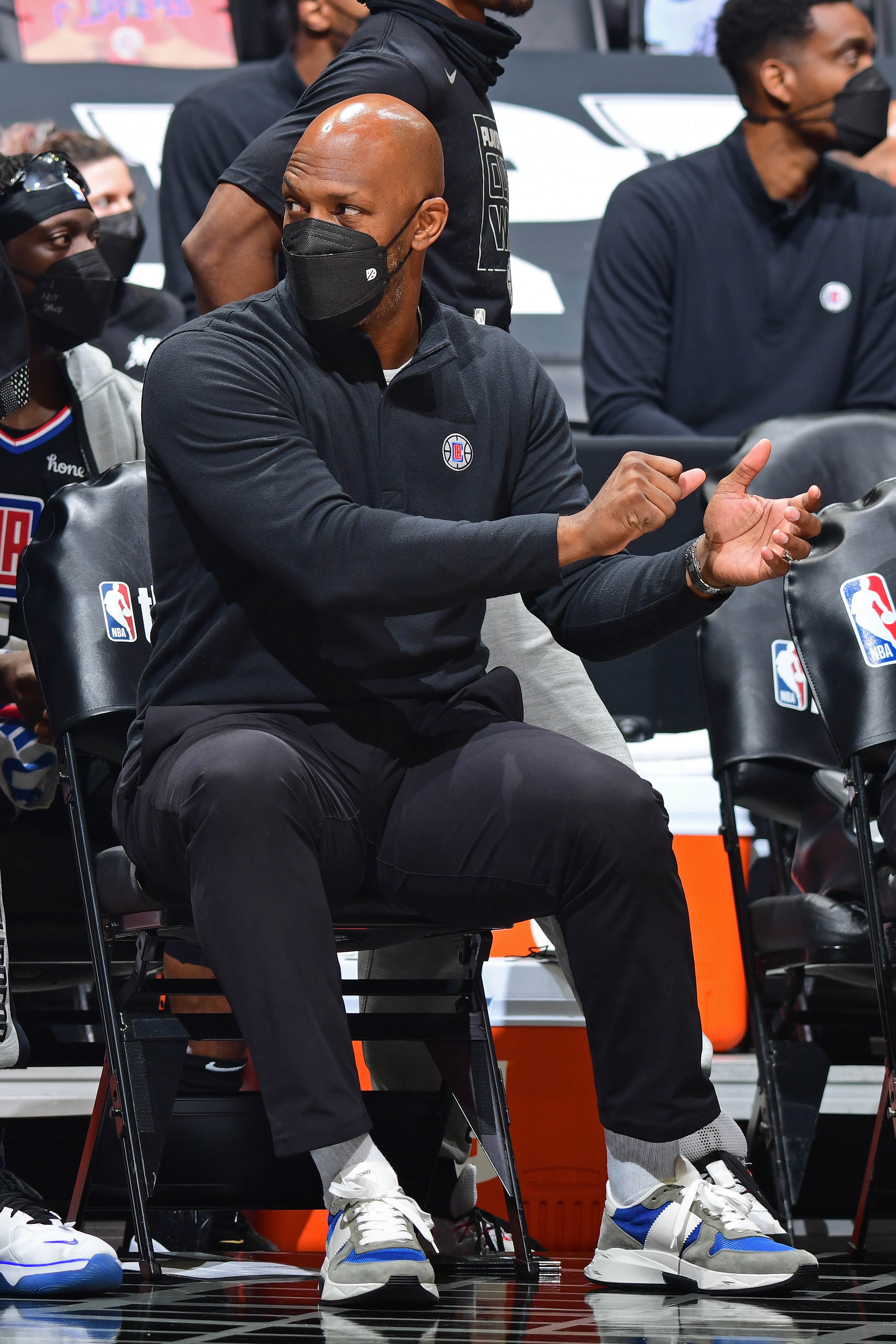 LOS ANGELES, CA - JUNE 14: Assistant Coach Chauncey Billups of the LA Clippers talks during the game against the Utah Jazz during Round 2, Game 4 of 2021 NBA Playoffs on June 14, 2021 at STAPLES Center in Los Angeles, California. NOTE TO USER: User expressly acknowledges and agrees that, by downloading and/or using this Photograph, user is consenting to the terms and conditions of the Getty Images License Agreement. Mandatory Copyright Notice: Copyright 2021 NBAE (Photo by Adam Pantozzi/NBAE via Getty Images)