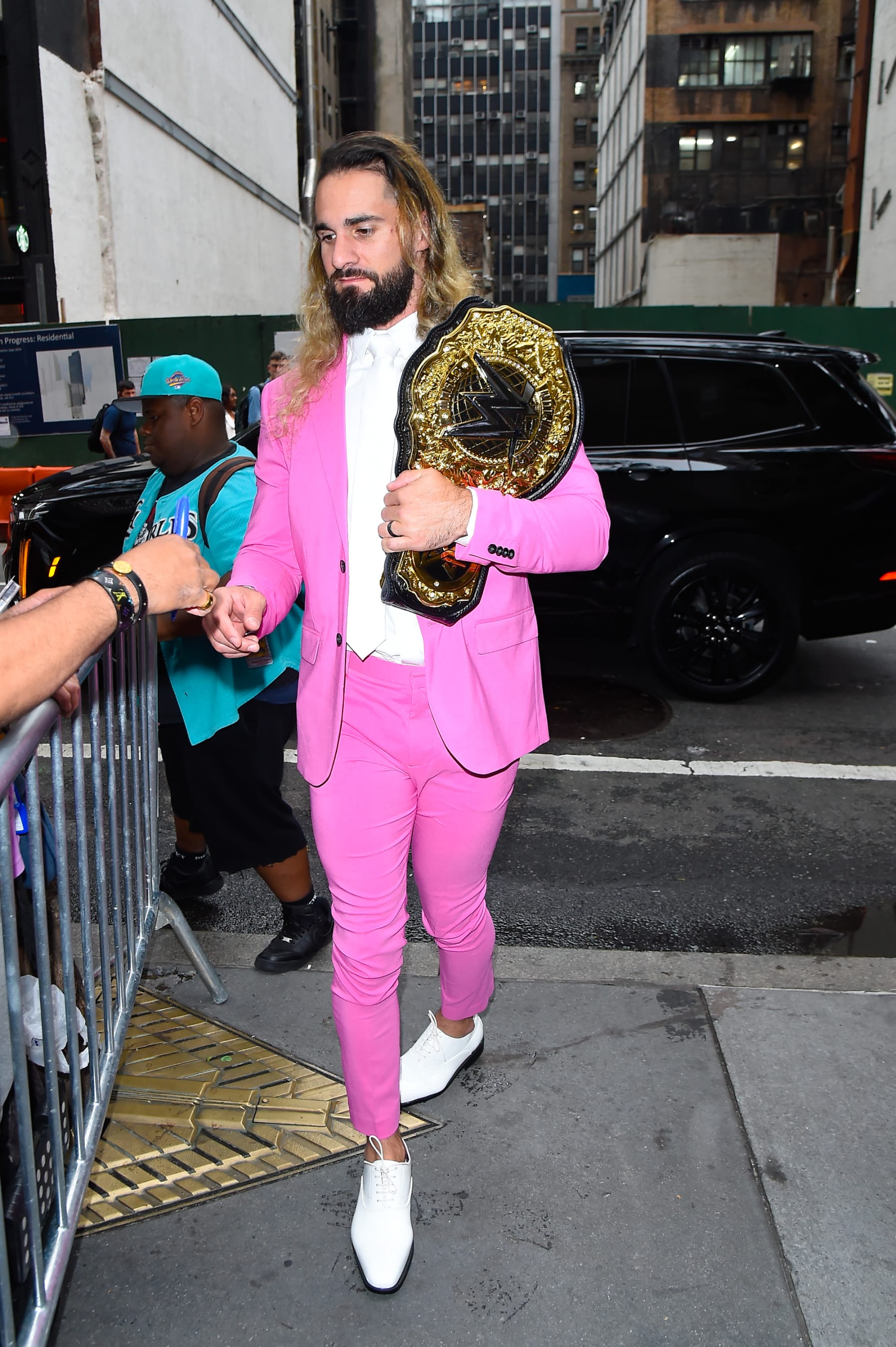 NEW YORK, NEW YORK - JUNE 27: Seth Rollins is seen outside the "Today" show on June 27, 2023 in New York City. (Photo by Raymond Hall/GC Images)