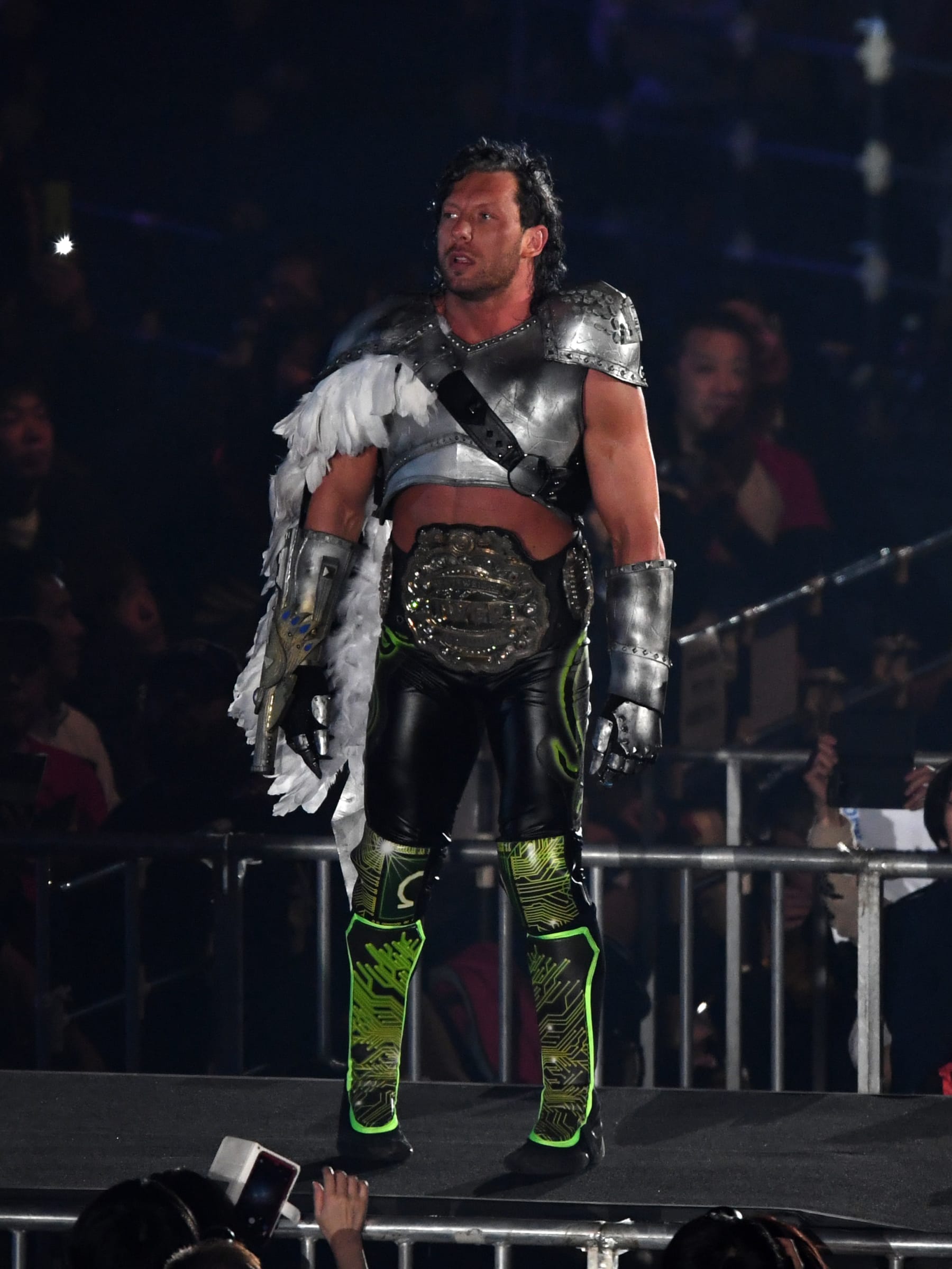 TOKYO, JAPAN - JANUARY 04: Kenny Omega enters the ring prior to the IWGP Heavyweight Championship bout during Wrestle Kingdom 13 of New Japan Pro-Wrestling at Tokyo Dome on January 4, 2019 in Tokyo, Japan. (Photo by Etsuo Hara/Getty Images)