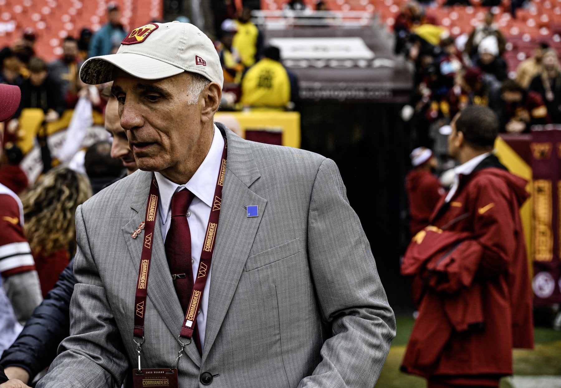 LANDOVER, MD - DECEMBER 03: Washington Commanders owner Josh Harris, takes the field prior to  the NFL game between the Miami Dolphins and the Washington Commanders on December 3, 2023 at Fed Ex Field in Landover, MD. (Photo by Mark Goldman/Icon Sportswire via Getty Images)