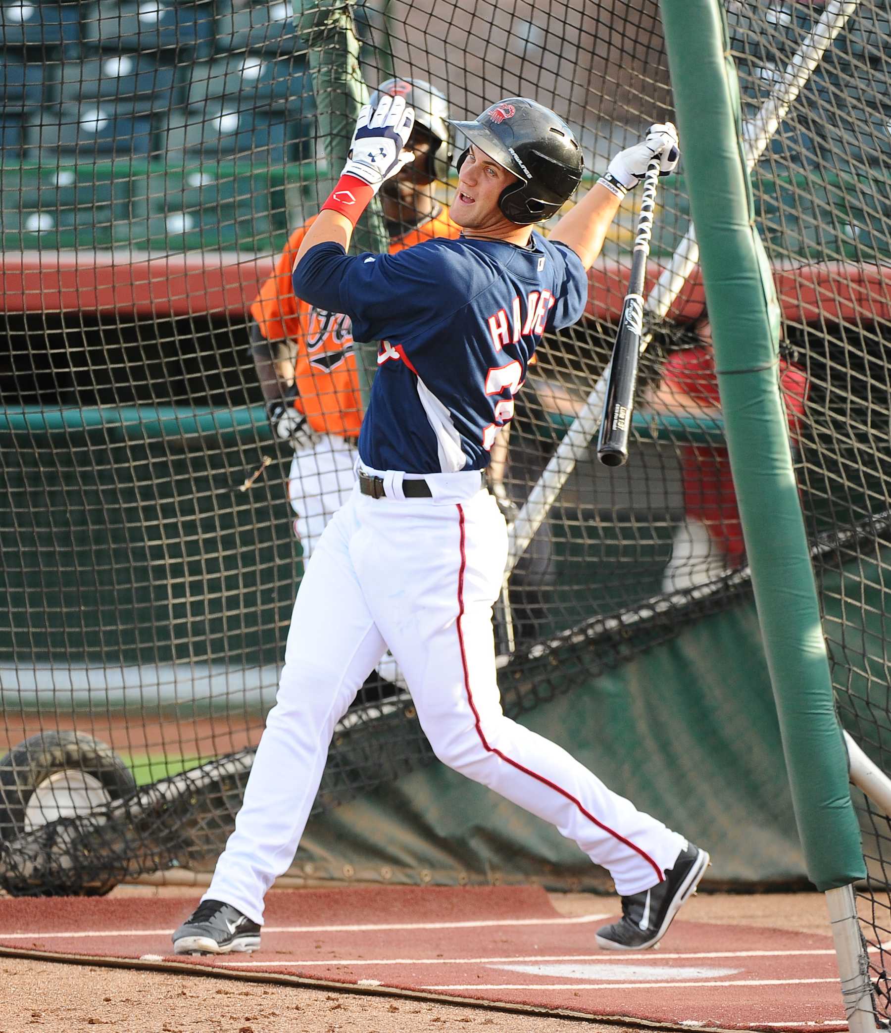 SCOTTSDALE, AZ. -October 20:  Washington Nationals #1 Draft Pick Bryce Harper takes batting practice prior to his first game in the Arizona Fall league on October 20, 2011 in Scottsdale, Az.     {Photo by Jonathan Newton/The Washington Post via Getty Images}