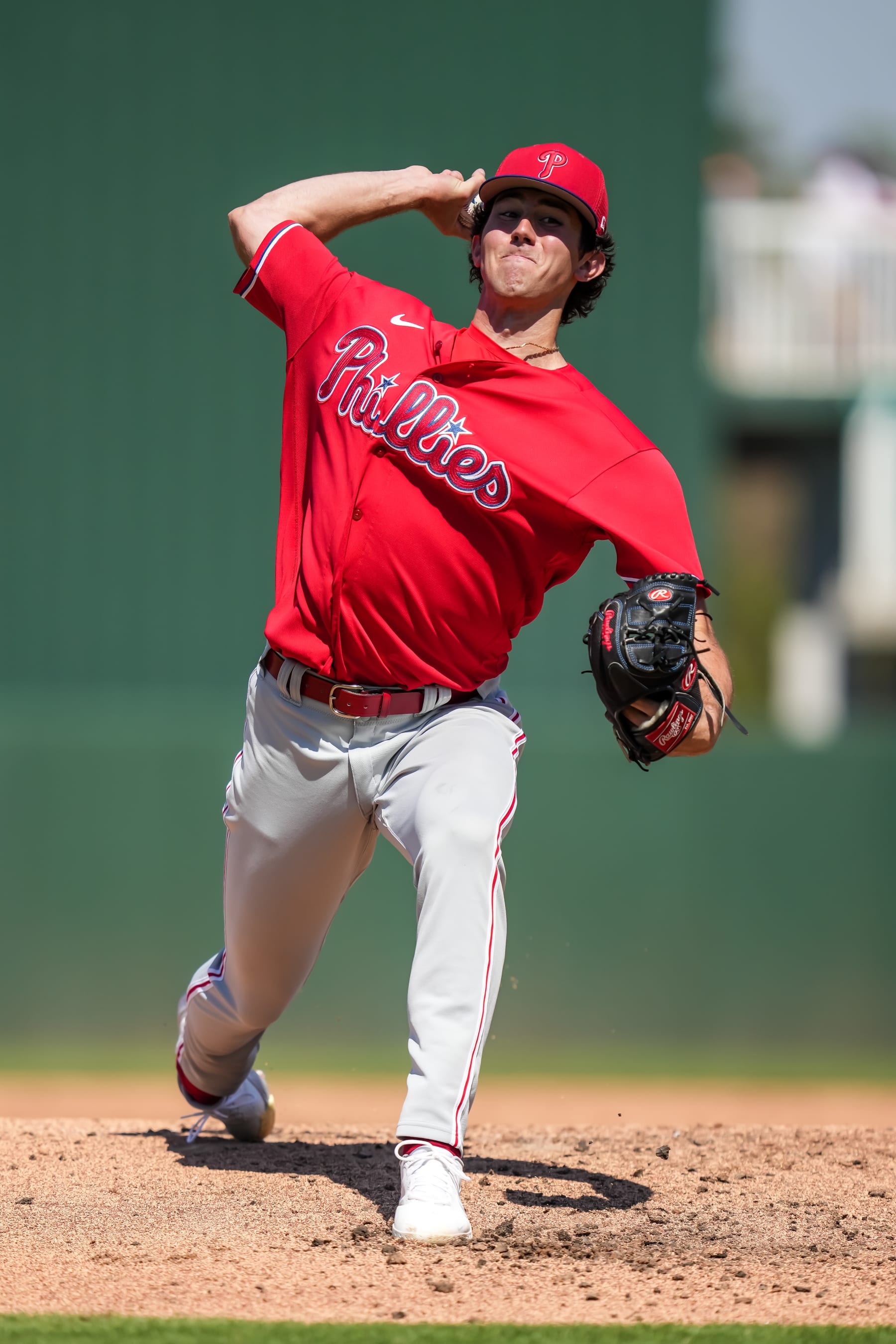 FORT MYERS, FL- MARCH 01: Andrew Painter #76 of the Philadelphia Phillies pitches during a spring training game against the Minnesota Twins on March 1, 2023 at the Hammond Stadium in Fort Myers, Florida. (Photo by Brace Hemmelgarn/Minnesota Twins/Getty Images)