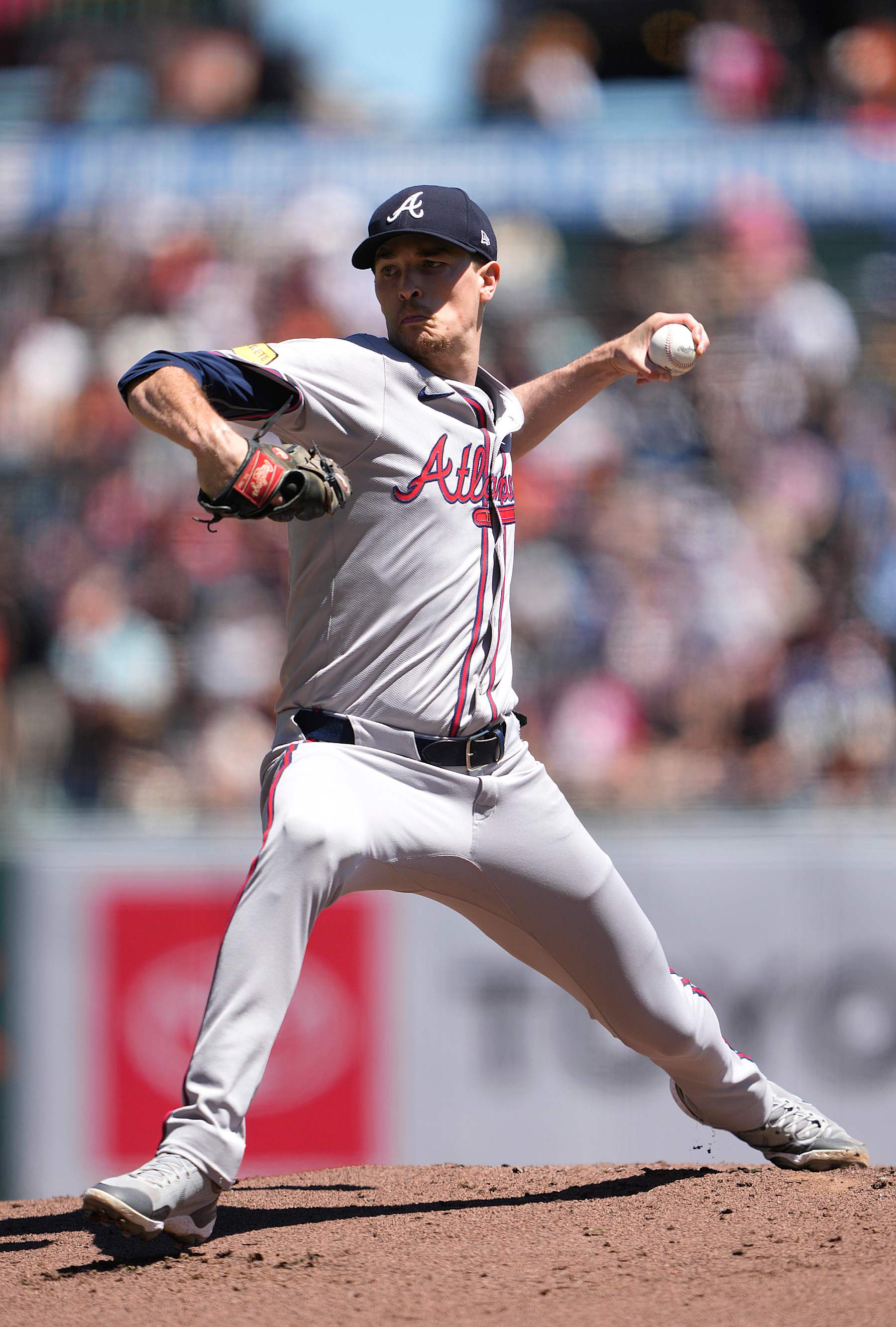 SAN FRANCISCO, CALIFORNIA - AUGUST 15: Max Fried #54 of the Atlanta Braves pitches against the San Francisco Giants in the bottom of the first inning at Oracle Park on August 15, 2024 in San Francisco, California. (Photo by Thearon W. Henderson/Getty Images)