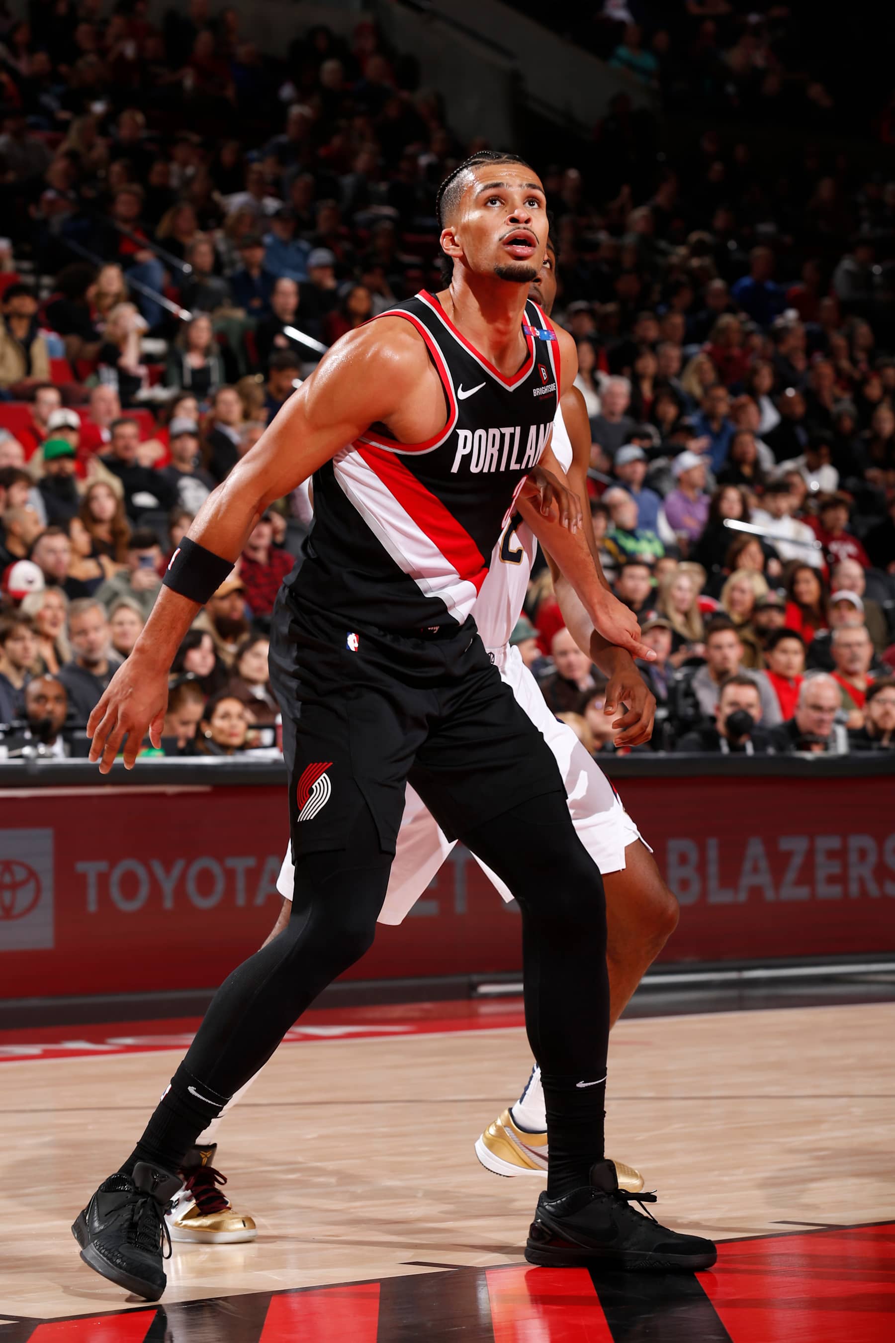 PORTLAND, OR - OCTOBER 25: Toumani Camara #33 of the Portland Trail Blazers looks on during the game against the New Orleans Pelicans on October 25, 2024 at the Moda Center Arena in Portland, Oregon. NOTE TO USER: User expressly acknowledges and agrees that, by downloading and or using this photograph, user is consenting to the terms and conditions of the Getty Images License Agreement. Mandatory Copyright Notice: Copyright 2024 NBAE (Photo by Cameron Browne/NBAE via Getty Images)