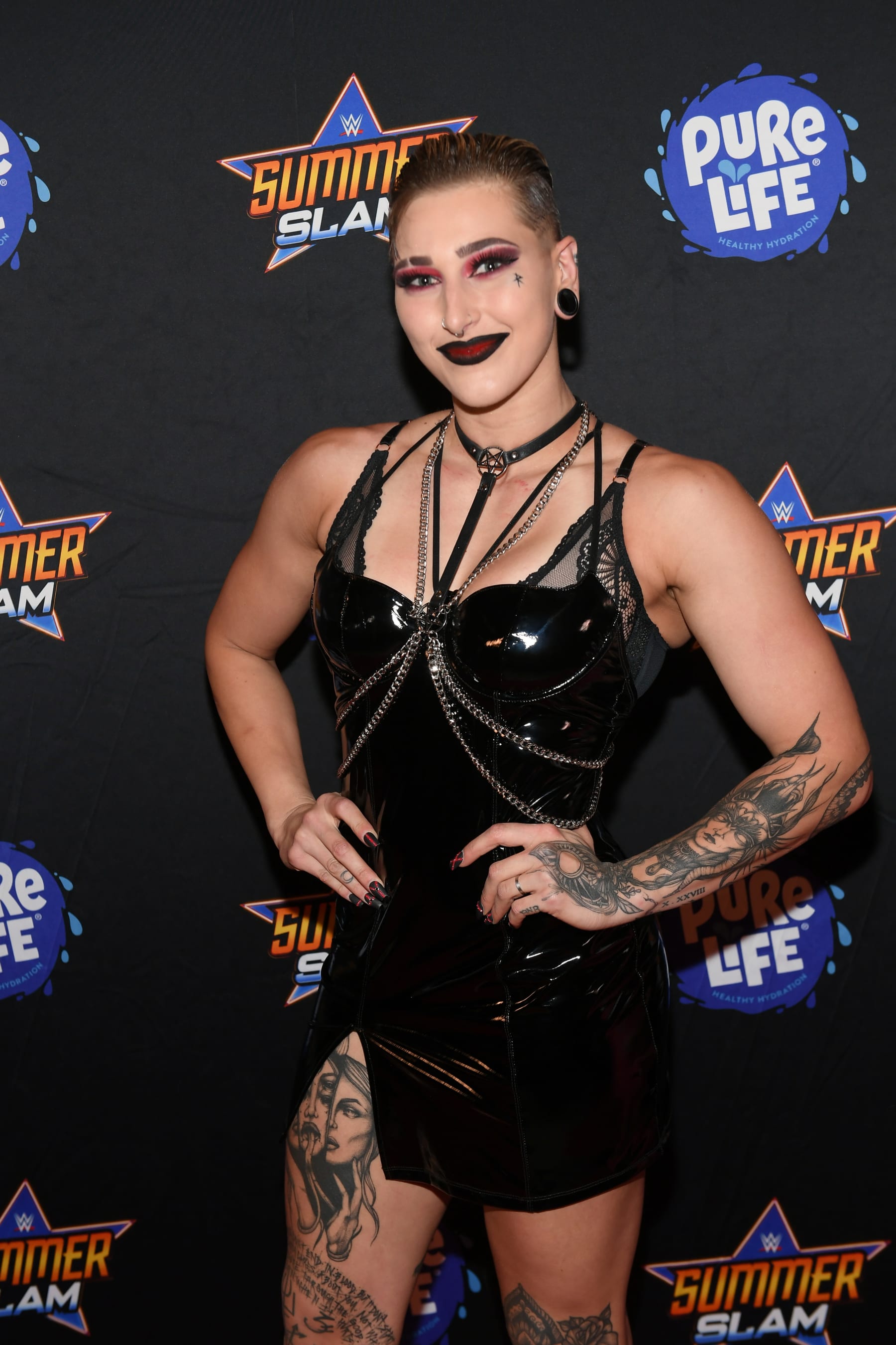LAS VEGAS, NEVADA - AUGUST 21: Professional wrestler Rhea Ripley attends the WWE SummerSlam after party at Delano Las Vegas at Mandalay Bay Resort and Casino on August 21, 2021 in Las Vegas, Nevada. (Photo by Bryan Steffy/Getty Images for WWE SummerSlam After Party)