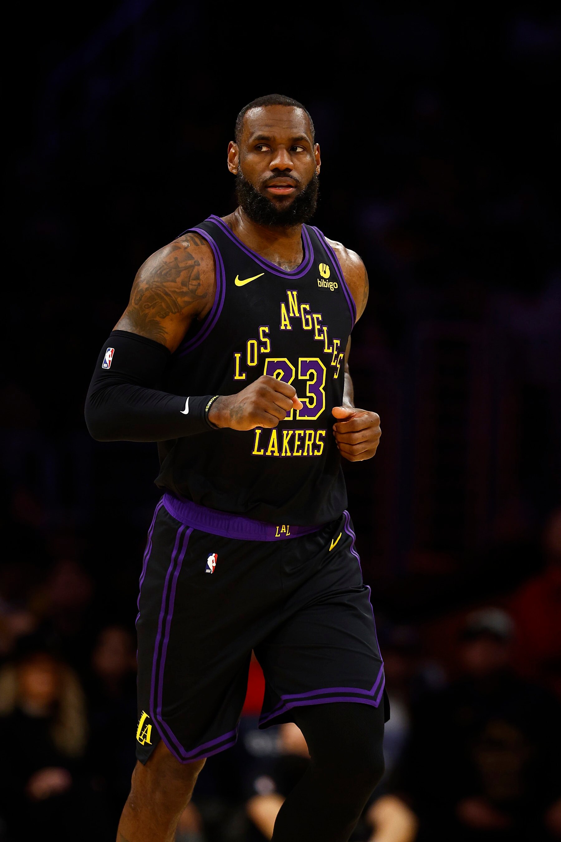 LOS ANGELES, CALIFORNIA - JANUARY 15:  LeBron James #23 of the Los Angeles Lakers in the first half at Crypto.com Arena on January 15, 2024 in Los Angeles, California.  NOTE TO USER: User expressly acknowledges and agrees that, by downloading and/or using this photograph, user is consenting to the terms and conditions of the Getty Images License Agreement.  (Photo by Ronald Martinez/Getty Images)