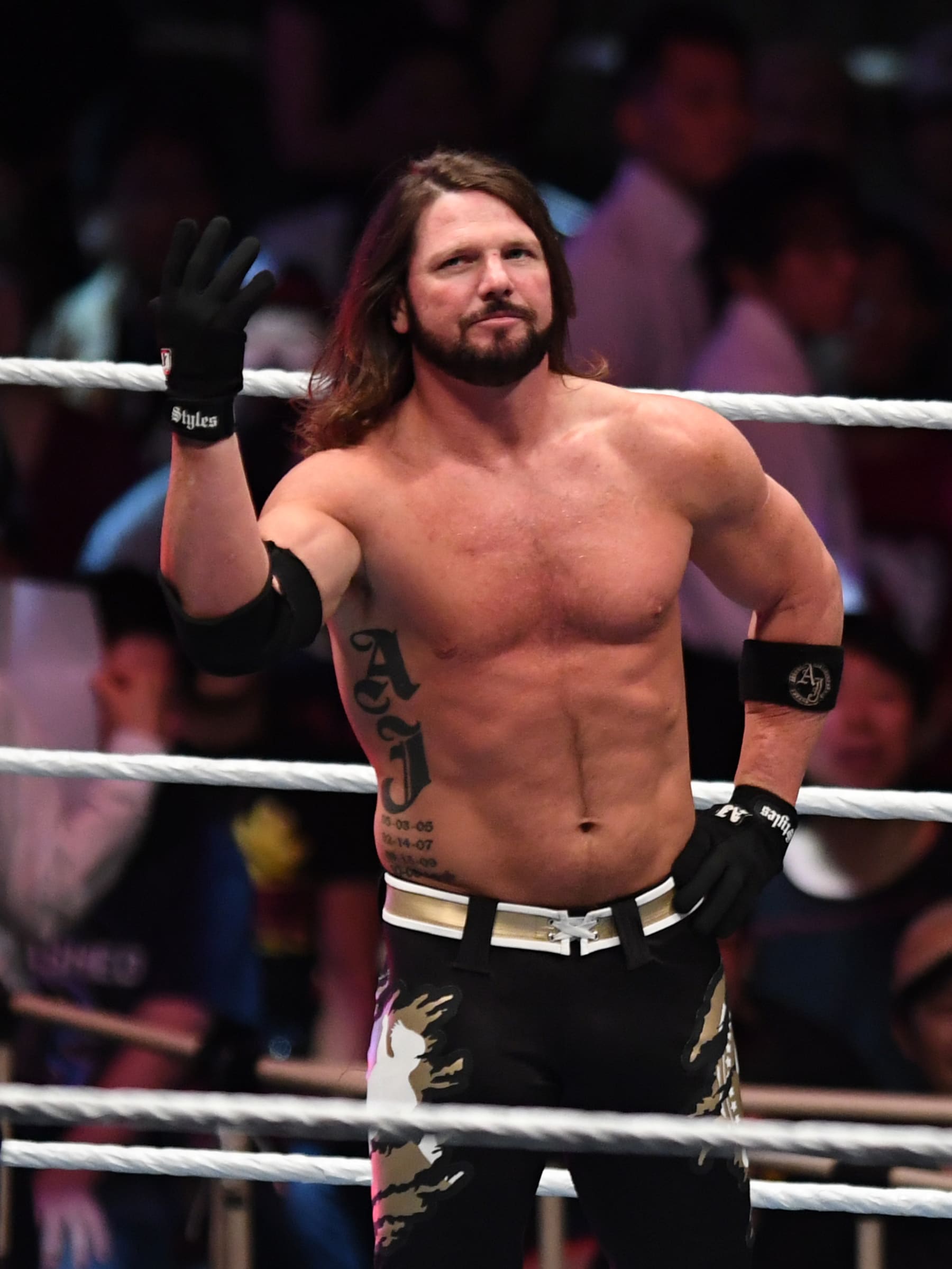 TOKYO,JAPAN - JUNE 29: AJ Styles looks on during the WWE Live Tokyo at Ryogoku Kokugikan on June 29, 2019 in Tokyo, Japan. (Photo by Etsuo Hara/Getty Images)