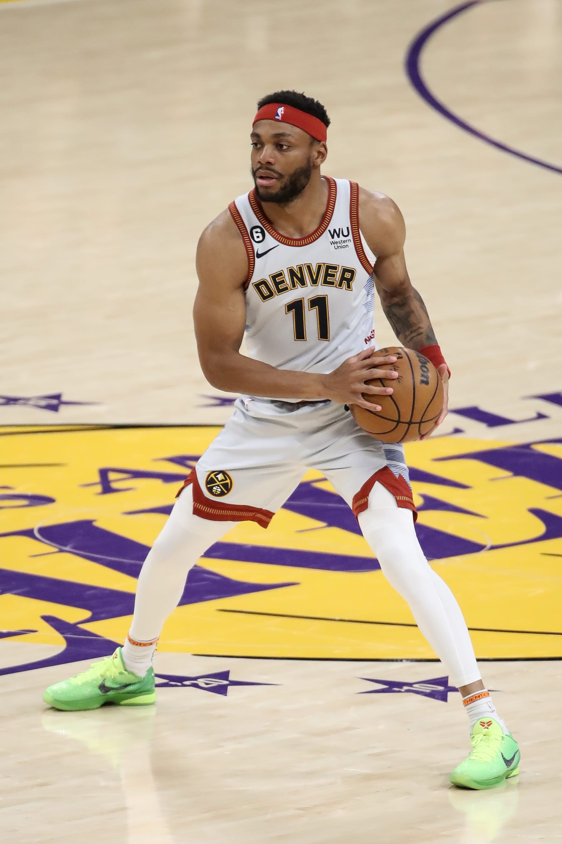 LOS ANGELES, CA - MAY 22: Denver Nuggets forward Bruce Brown (11) during the Denver Nuggets versus the Los Angeles Lakers in Game 4 of the NBA Western Conference Finals on May 22, 2023, at Crypto.com Arena in Los Angeles, CA. (Photo by Jevone Moore/Icon Sportswire via Getty Images)