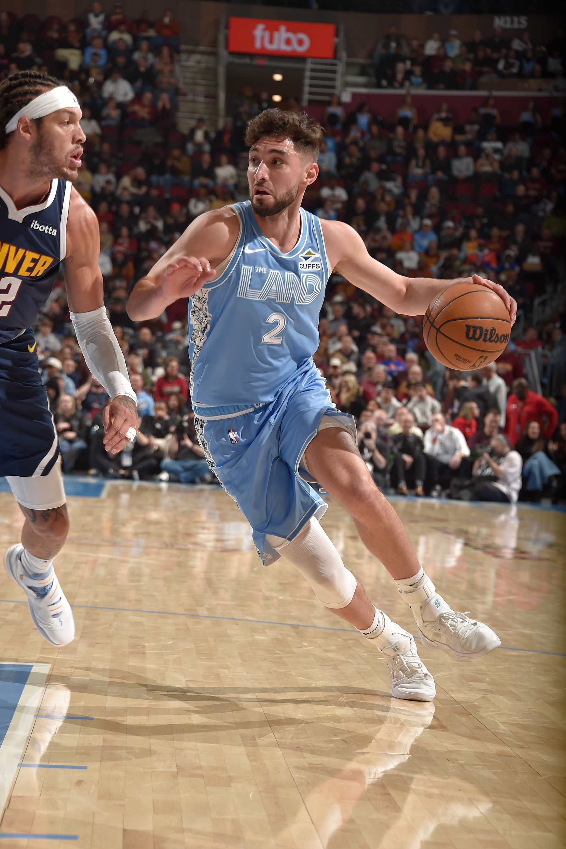 CLEVELAND, OH - DECEMBER 8: Ty Jerome #2 of the Cleveland Cavaliers dribbles the ball during the game against the Denver Nuggets on December 5, 2024 at Rocket Mortgage FieldHouse in Cleveland, Ohio. NOTE TO USER: User expressly acknowledges and agrees that, by downloading and/or using this Photograph, user is consenting to the terms and conditions of the Getty Images License Agreement. Mandatory Copyright Notice: Copyright 2024 NBAE (Photo by David Liam Kyle/NBAE via Getty Images)
