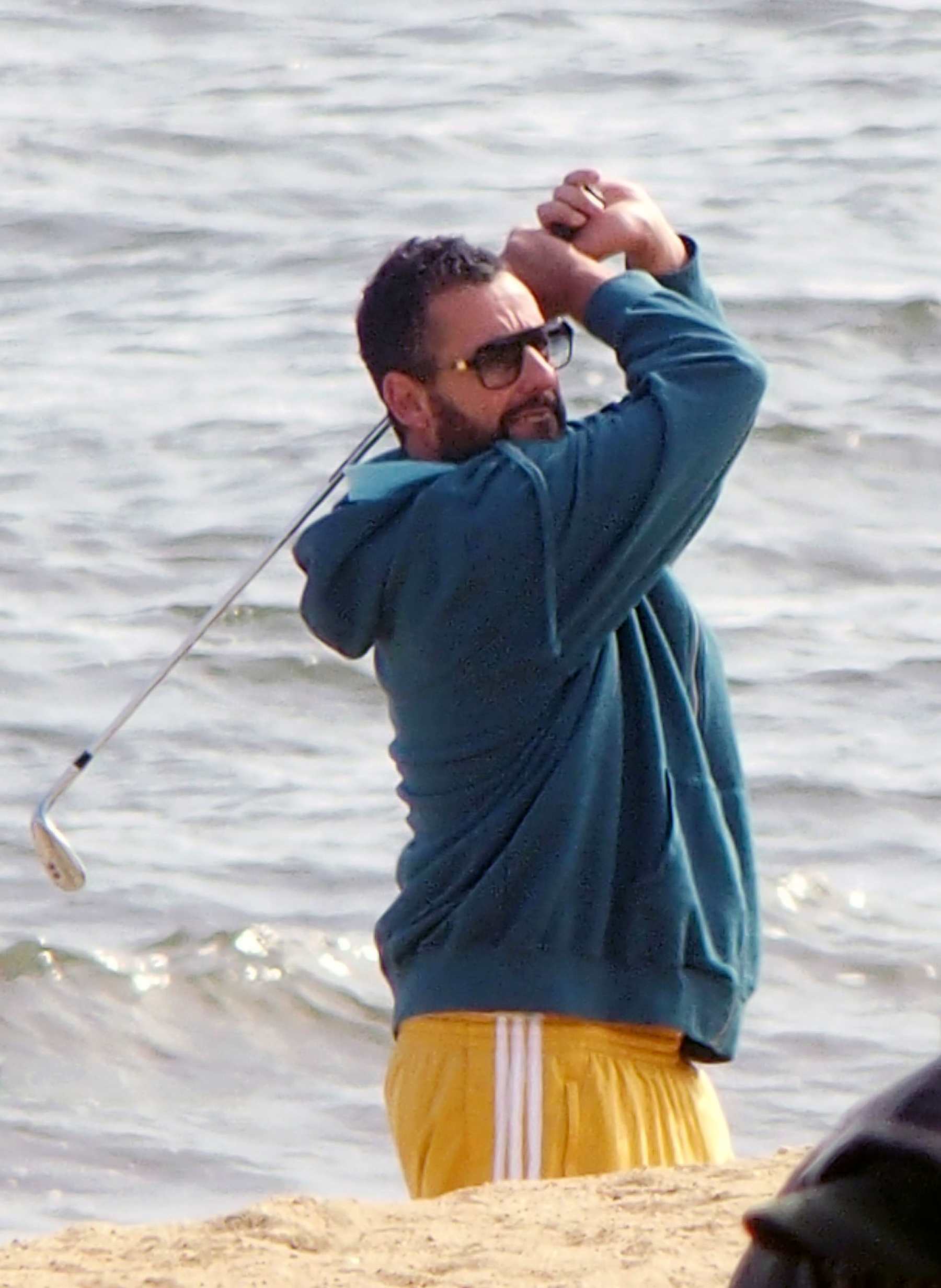 HIGHLANDS, NEW JERSEY - SEPTEMBER 16: Adam Sandler is seen on the set of "Happy Gilmore 2" on September 16, 2024 in Highlands, New Jersey.  (Photo by Bobby Bank/GC Images)