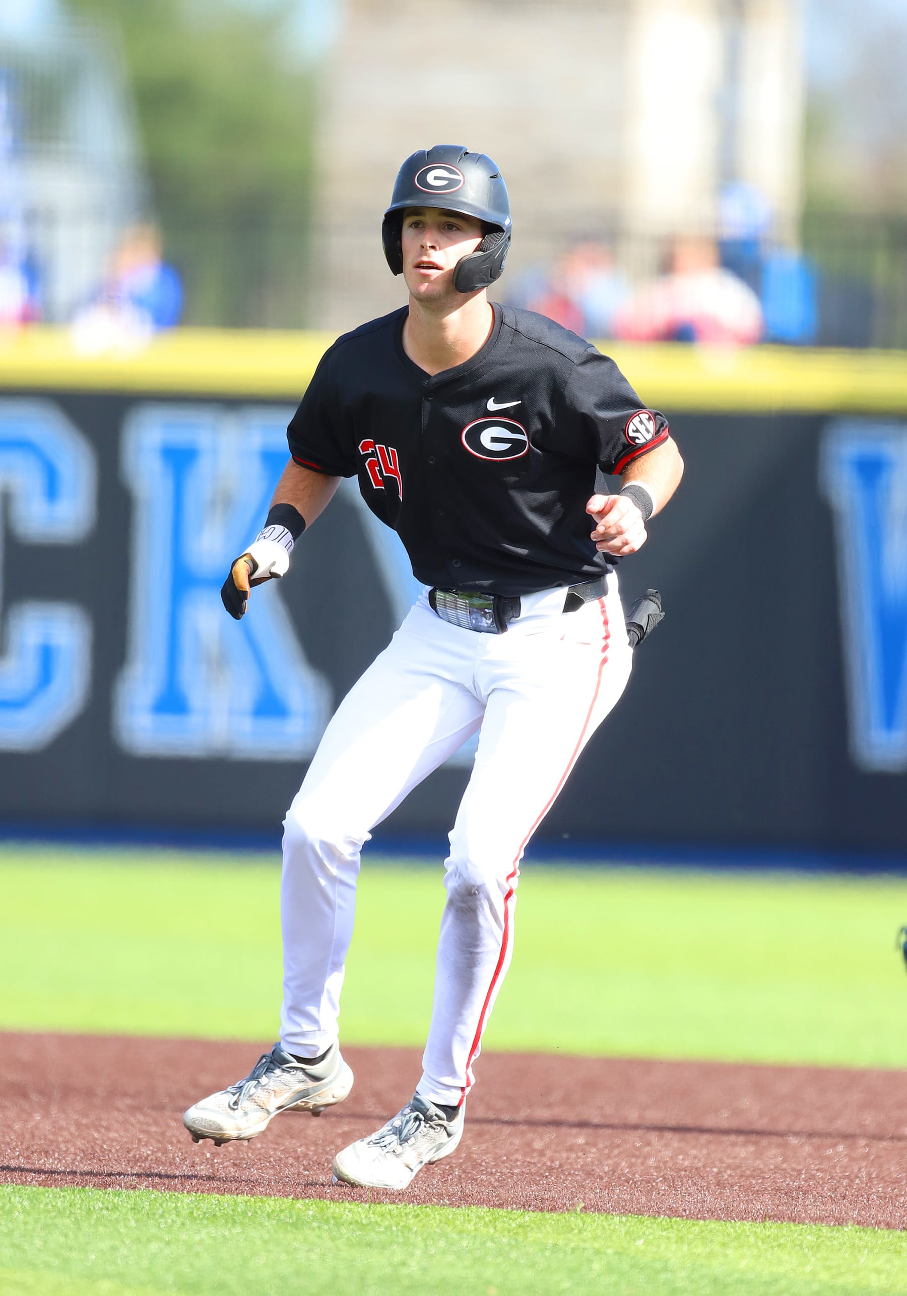 LEXINGTON, KY - MARCH 16: Georgia first baseman Charlie Condon (24) in a game between the Georgia Bulldogs and the Kentucky Wildcats on March 16, 2024, at Kentucky Proud Park in Lexington, KY. (Photo by Jeff Moreland/Icon Sportswire via Getty Images)