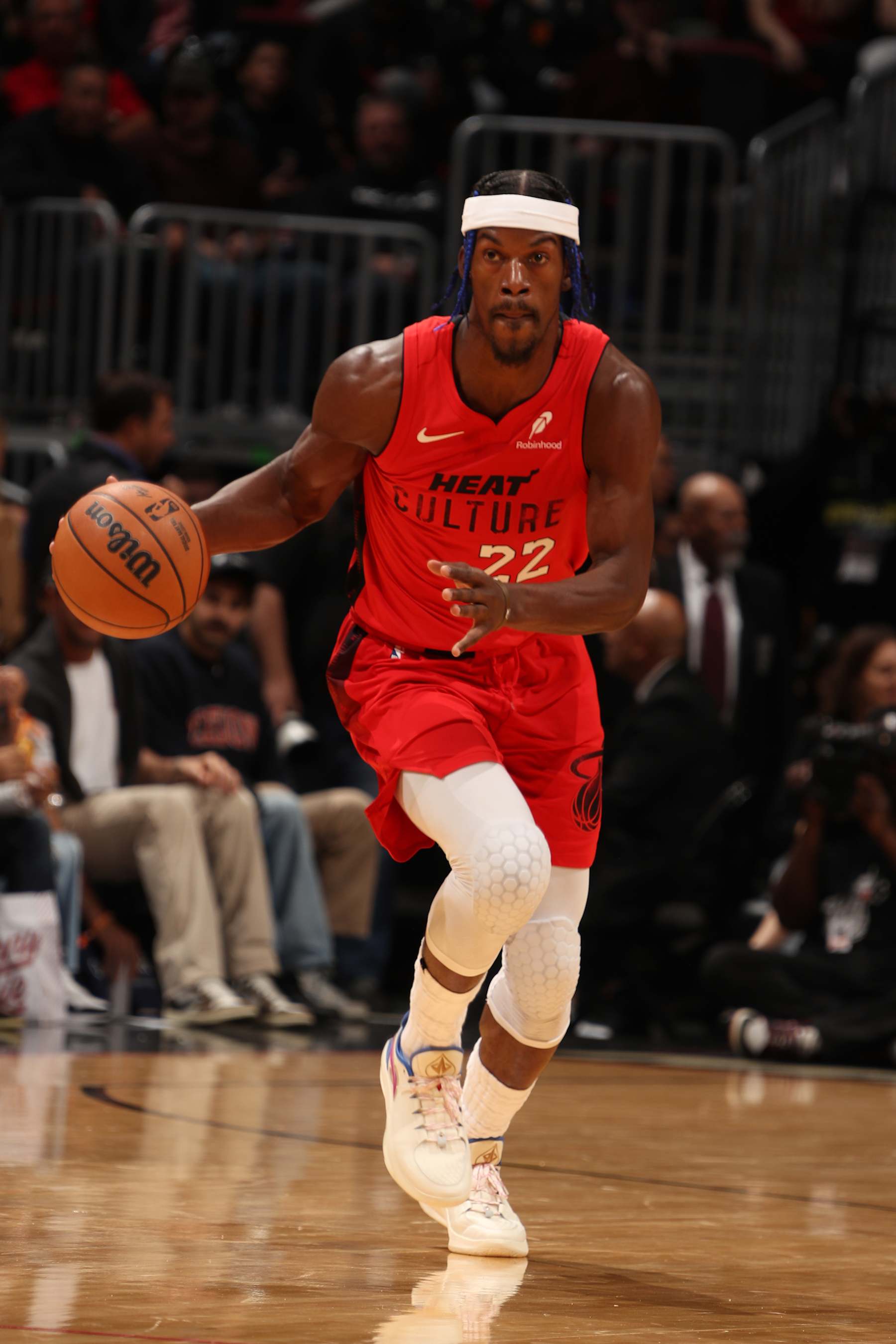 MIAMI, FL - DECEMBER 8: Jimmy Butler #22 of the Miami Heat dribbles the ball during the game against the Cleveland Cavaliers on December 8, 2024 at Kaseya Center in Miami, Florida. NOTE TO USER: User expressly acknowledges and agrees that, by downloading and or using this Photograph, user is consenting to the terms and conditions of the Getty Images License Agreement. Mandatory Copyright Notice: Copyright 2024 NBAE (Photo by Issac Baldizon/NBAE via Getty Images)