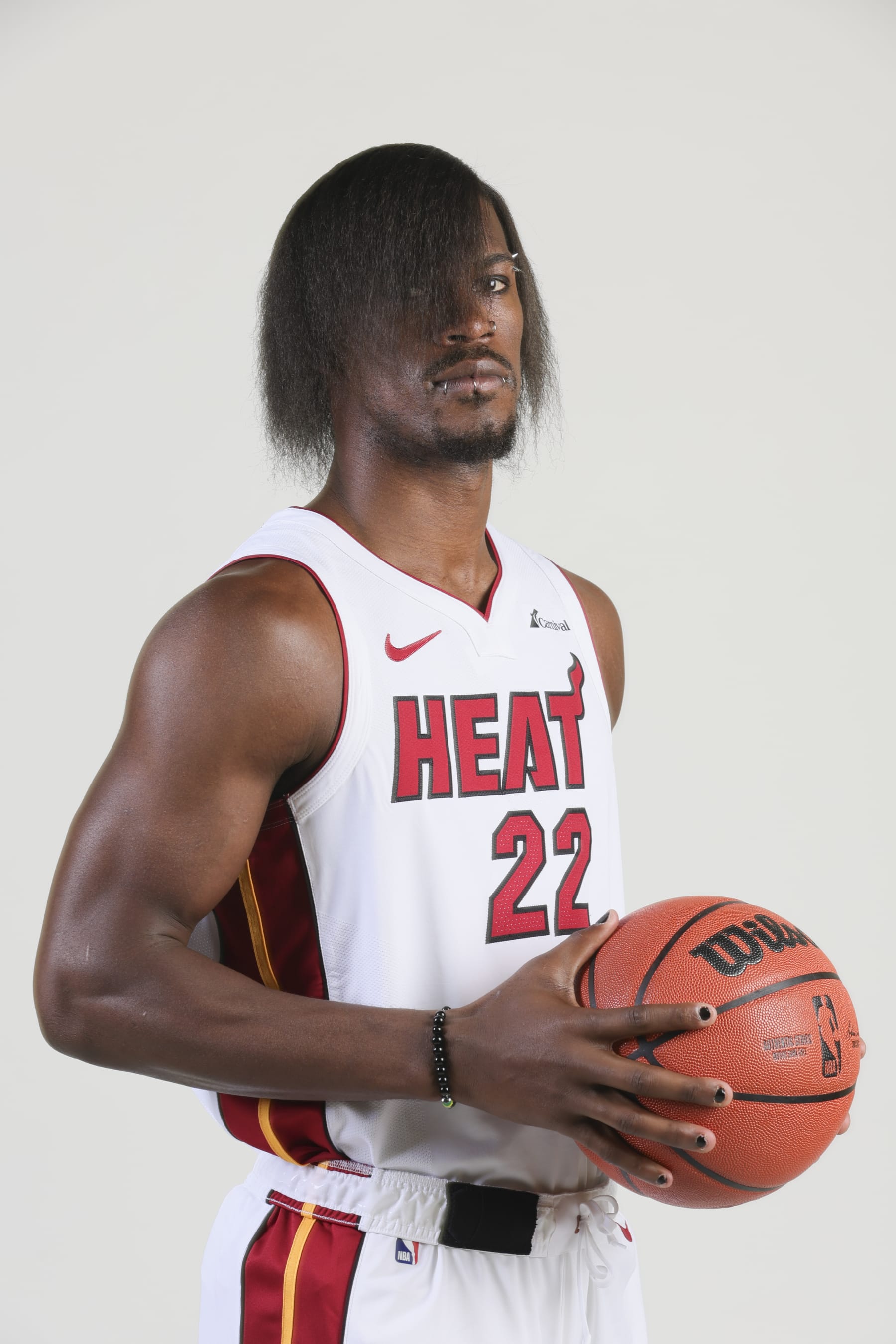 MIAMI, FLORIDA - OCTOBER 2: Jimmy Butler #22 of the Miami Heat poses for a photo during media day at Kaseya Center on October 2, 2023 in Miami, Florida. NOTE TO USER: User expressly acknowledges and agrees that, by downloading and or using this photograph, User is consenting to the terms and conditions of the Getty Images License Agreement. (Photo by Sam Navarro/Getty Images)