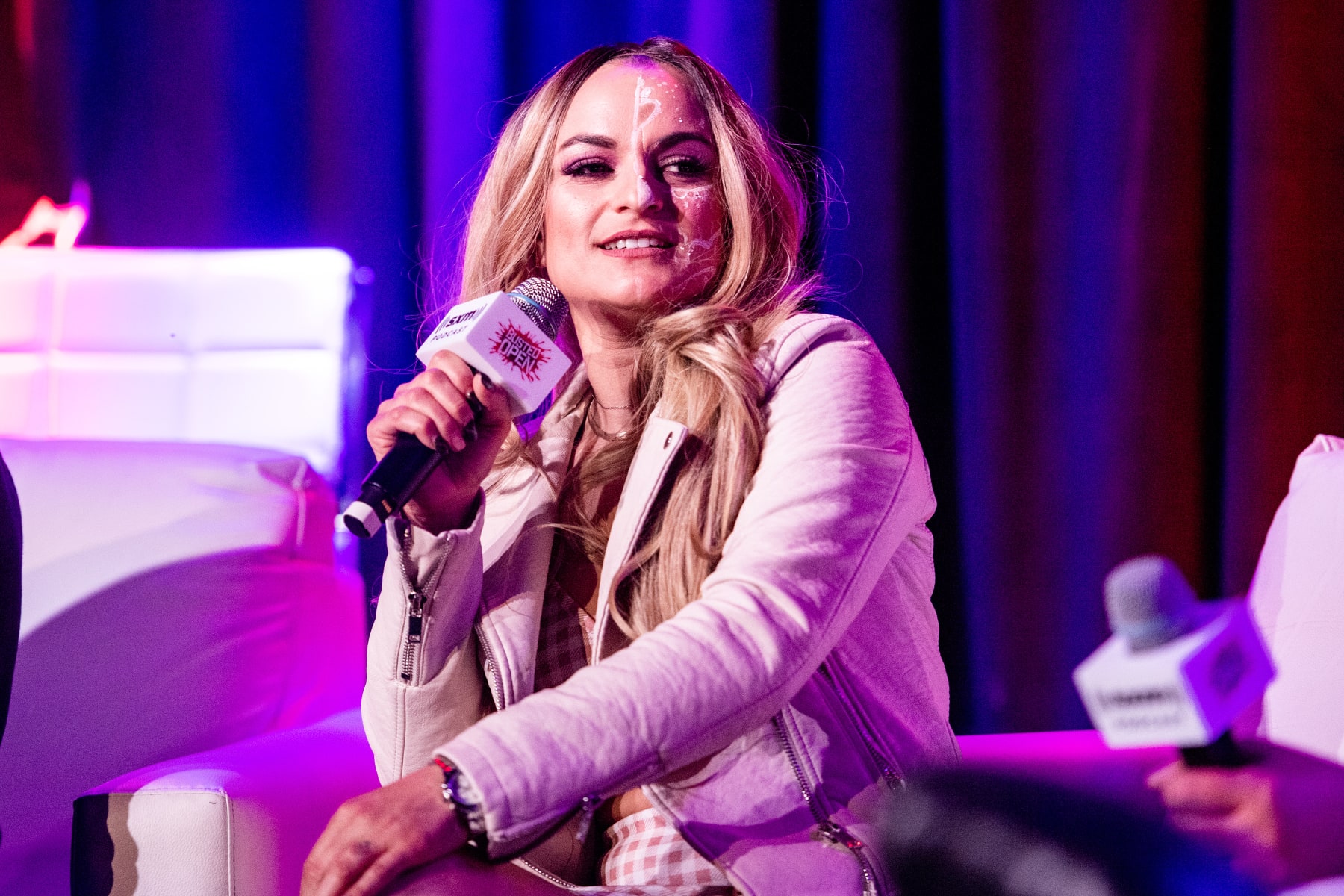 WEST HOLLYWOOD, CALIFORNIA - APRIL 01: Thunder Rosa speaks during SiriusXM's Busted Open live broadcast before Wrestlemania at Whisky a Go Go on April 01, 2023 in West Hollywood, California. (Photo by Timothy Norris/Getty Images for SiriusXM)