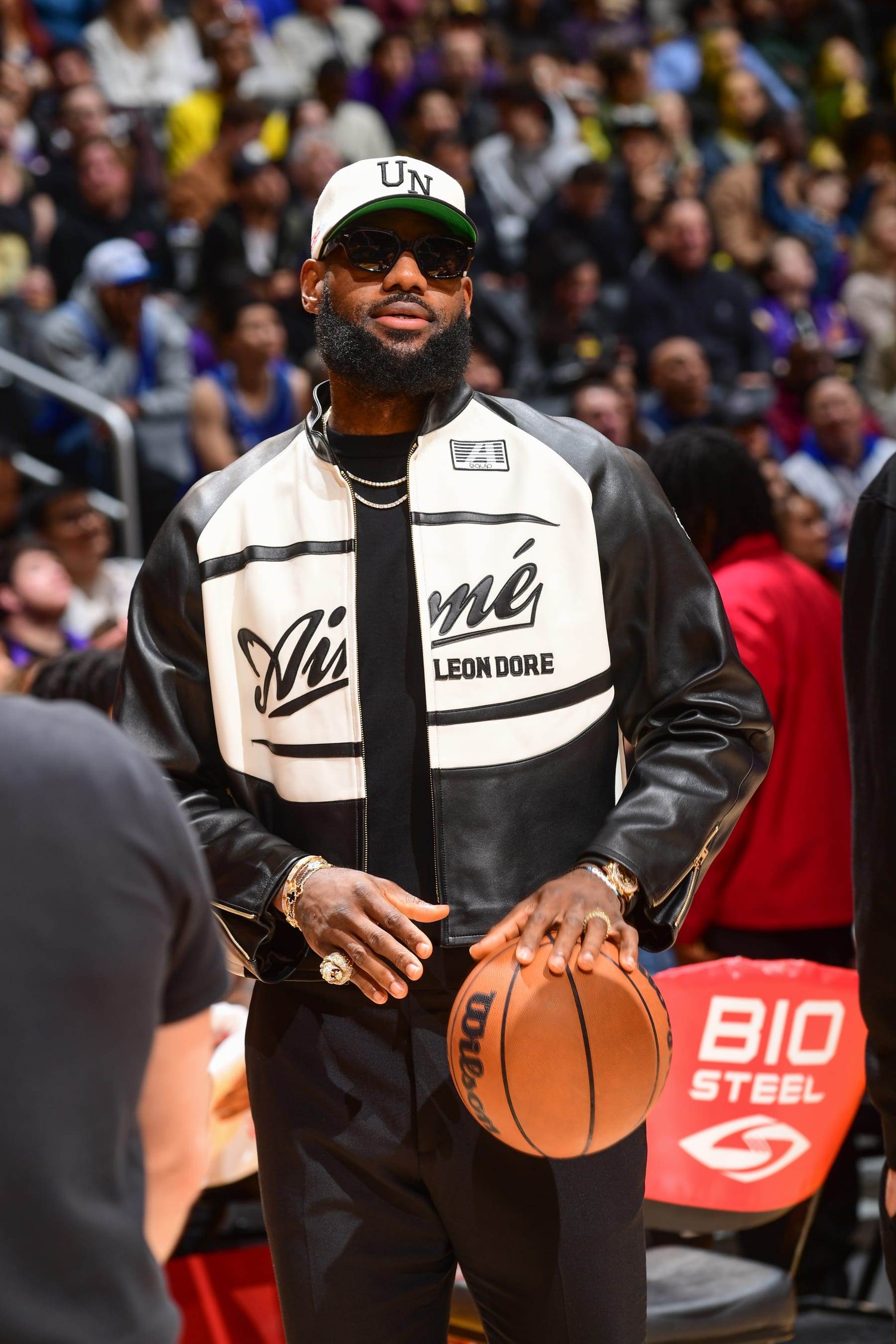 LOS ANGELES, CA - MARCH 24:  LeBron James #6 of the Los Angeles Lakers looks on during the game on March 24, 2023 at Crypto.Com Arena in Los Angeles, California. NOTE TO USER: User expressly acknowledges and agrees that, by downloading and/or using this Photograph, user is consenting to the terms and conditions of the Getty Images License Agreement. Mandatory Copyright Notice: Copyright 2023 NBAE (Photo by Adam Pantozzi/NBAE via Getty Images)