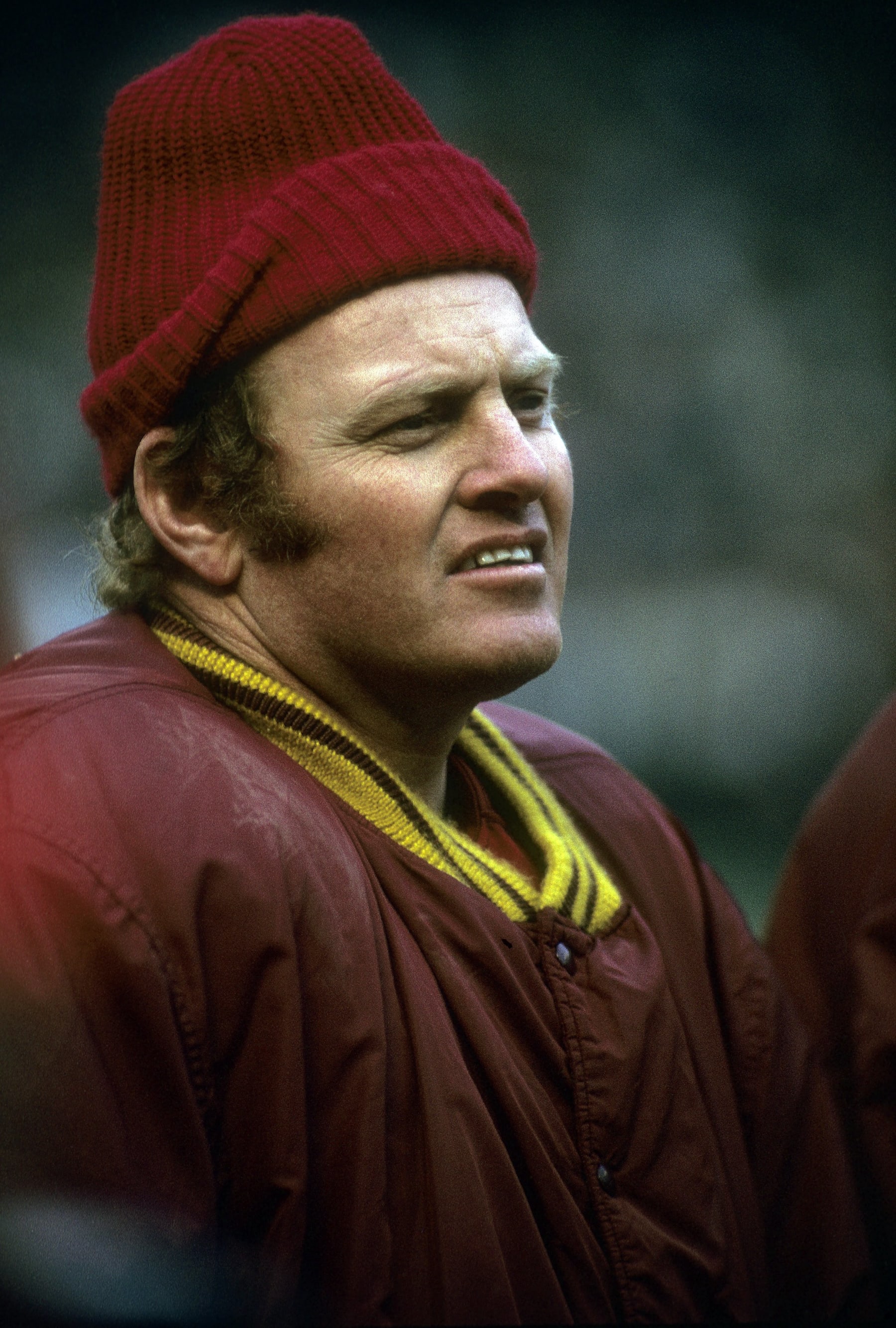 WASHINGTON, D.C. - CIRCA 1960's:  Quarterback Sonny Jurgensen #9 of the Washington Redskins watching the action from the sideline during a circa late 1960's NFL football game at RFK stadium in Washington, D.C.. Jurgenson played for the Redskins from 1964-74. (Photo by Focus on Sport/Getty Images)