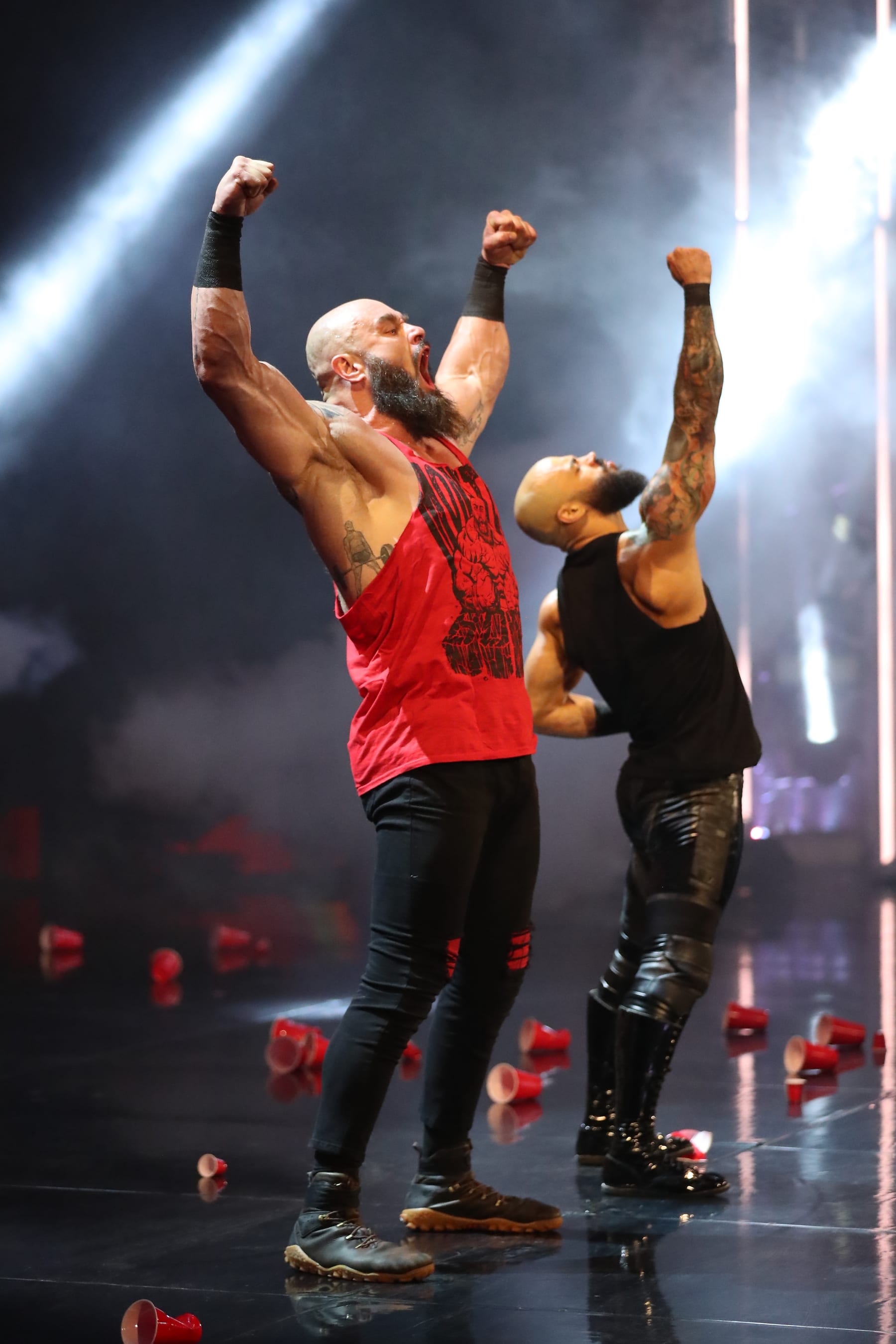 PHOENIX, ARIZONA - MARCH 27: (L-R) Braun Strowman and Ricochet perform during WWE WrestleMania RAW at the Footprint Center on March 27, 2023 in Phoenix, Arizona, United States. (Photo by Alejandro Salazar/PX Images/Icon Sportswire via Getty Images)