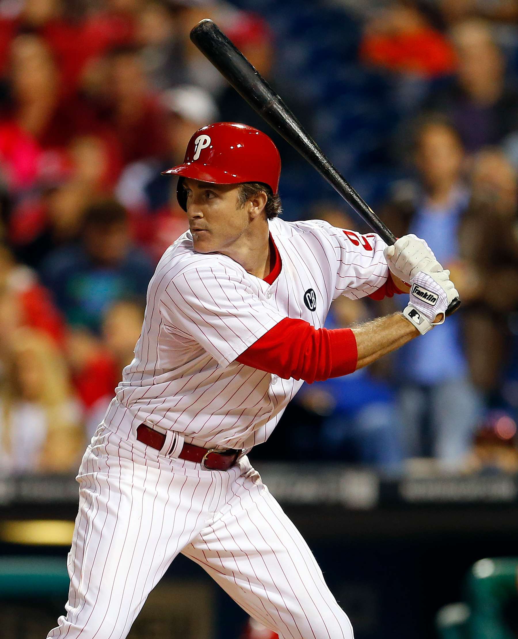 PHILADELPHIA, PA - SEPTEMBER 13: Chase Utley #26 of the Philadelphia Phillies in action against the Miami Marlins during a game at Citizens Bank Park on September 13, 2014 in Philadelphia, Pennsylvania. The Phillies defeated the Marlins 2-1. (Photo by Rich Schultz/Getty Images)