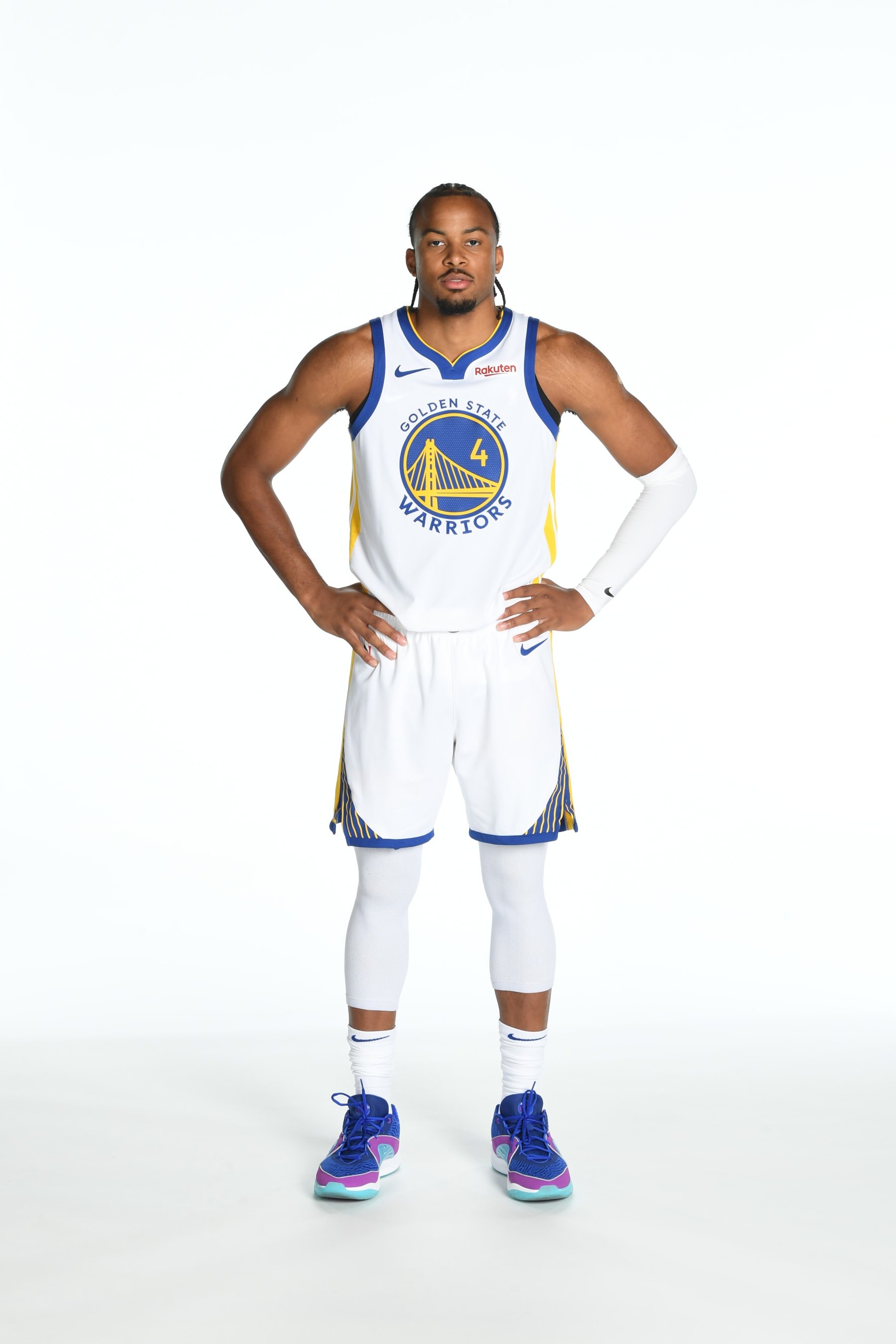 SAN FRANCISCO, CA - OCTOBER 2: Moses Moody #4 of the Golden State Warriors poses for a portrait during NBA Media Day on October 2, 2023 at Chase Center in San Francisco, California. NOTE TO USER: User expressly acknowledges and agrees that, by downloading and or using this photograph, user is consenting to the terms and conditions of Getty Images License Agreement. Mandatory Copyright Notice: Copyright 2023 NBAE (Photo by Noah Graham/NBAE via Getty Images)