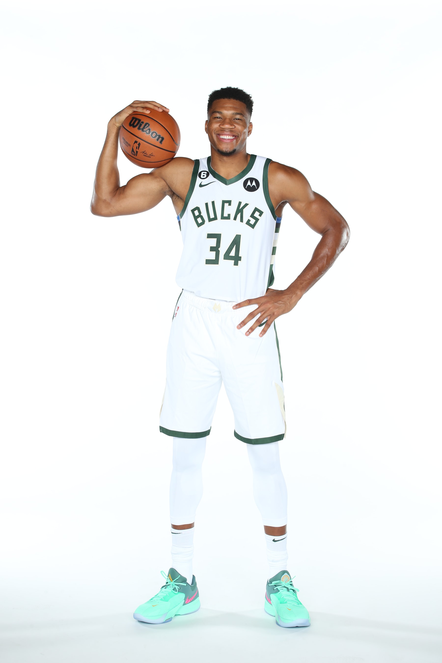 MILWAUKEE, WI - SEPTEMBER 25: Giannis Anteokounmpo #34 the Milwaukee Bucks poses for a portrait during NBA Media Day at Fiserv Forum on September 25, 2022 in Milwaukee, Wisconsin. NOTE TO USER: User expressly acknowledges and agrees that, by downloading and/or using this photograph, user is consenting to the terms and conditions of the Getty Images License Agreement. Mandatory Copyright Notice: Copyright 2022 NBAE (Photo by Gary Dineen/NBAE via Getty Images)