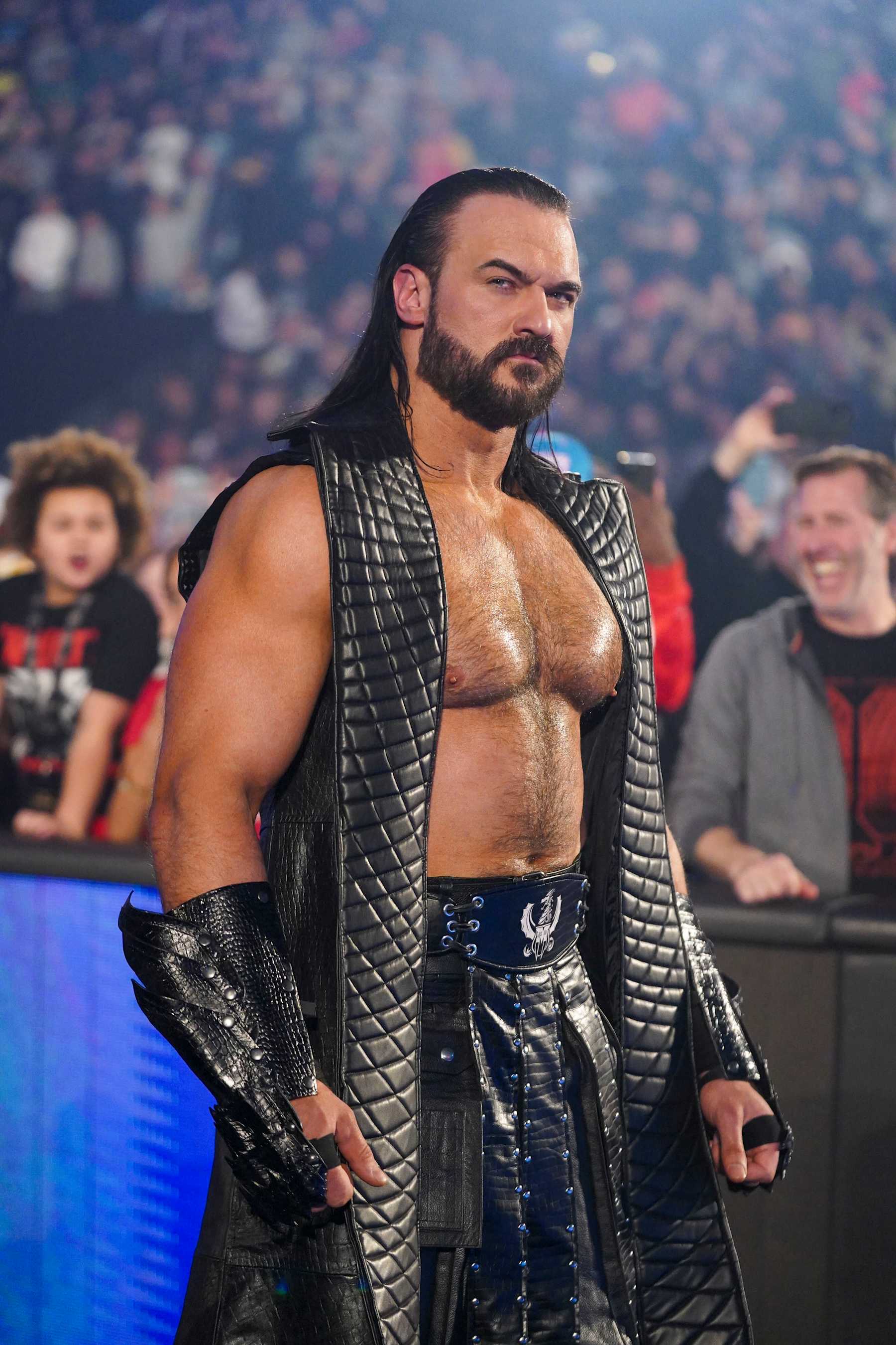 UNIONDALE, NEW YORK - DECEMBER 14: Drew McIntyre enters the arena during Saturday Night Main Event at Nassau Veterans Memorial Coliseum on December 14, 2024 in Uniondale, New York.  (Photo by WWE/Getty Images)