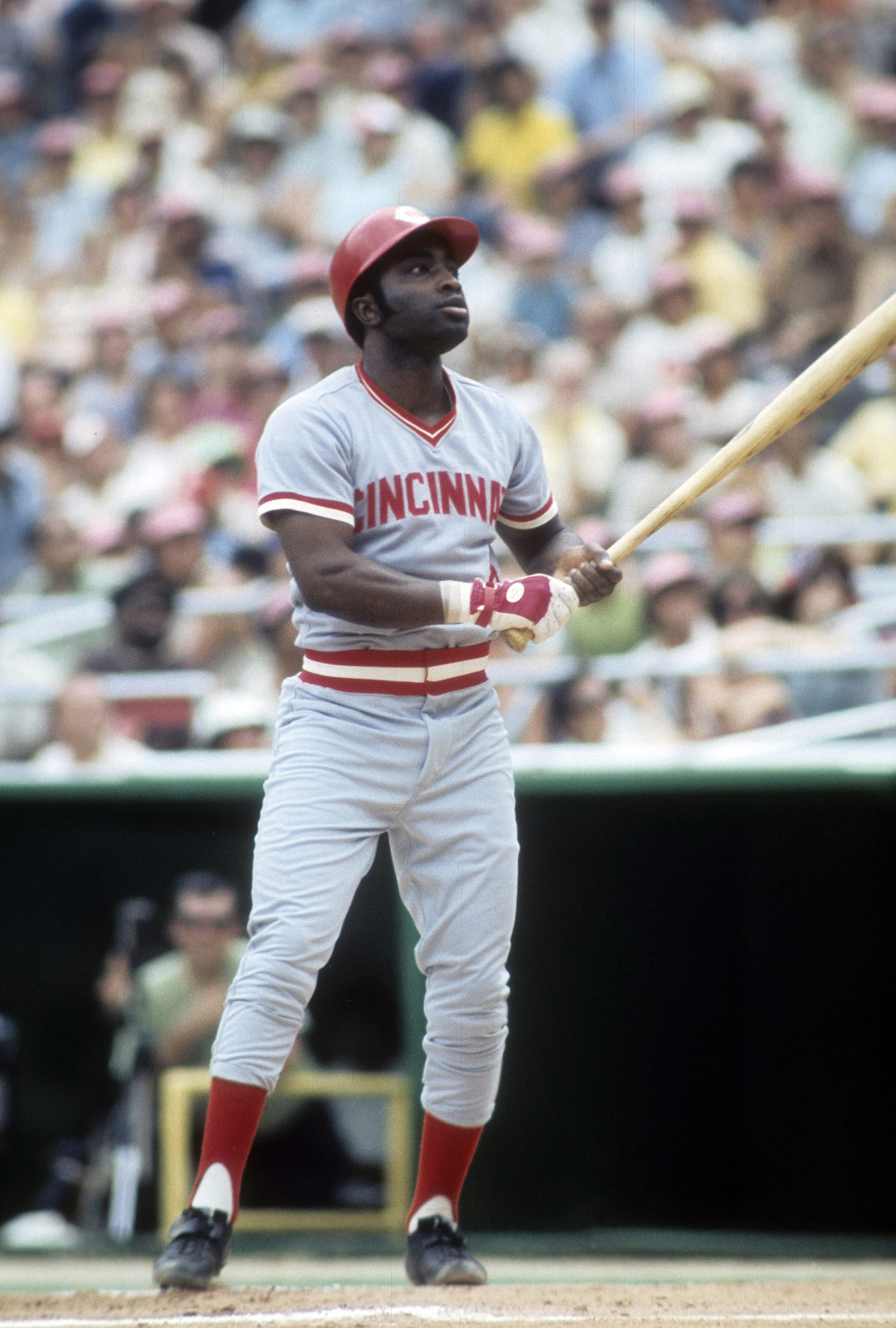 CIRCA 1970's: Second baseman Joe Morgan #8 of the Cincinnati Reds in this portrait standing in the batters box circa mid 1970's during a Major League Baseball game. Morgan played for the Reds from 1972-79. (Photo by Focus on Sport/Getty Images)