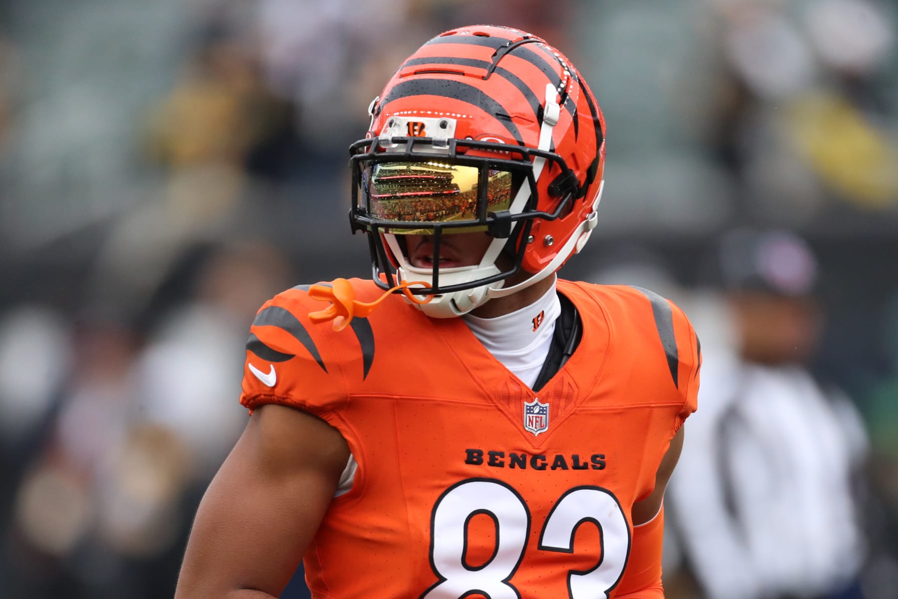 CINCINNATI, OH - NOVEMBER 26: Cincinnati Bengals wide receiver Tyler Boyd (83) warms up before the game against the Pittsburgh Steelers and the Cincinnati Bengals on November 26, 2023, at Paycor Stadium in Cincinnati, OH. (Photo by Ian Johnson/Icon Sportswire via Getty Images)