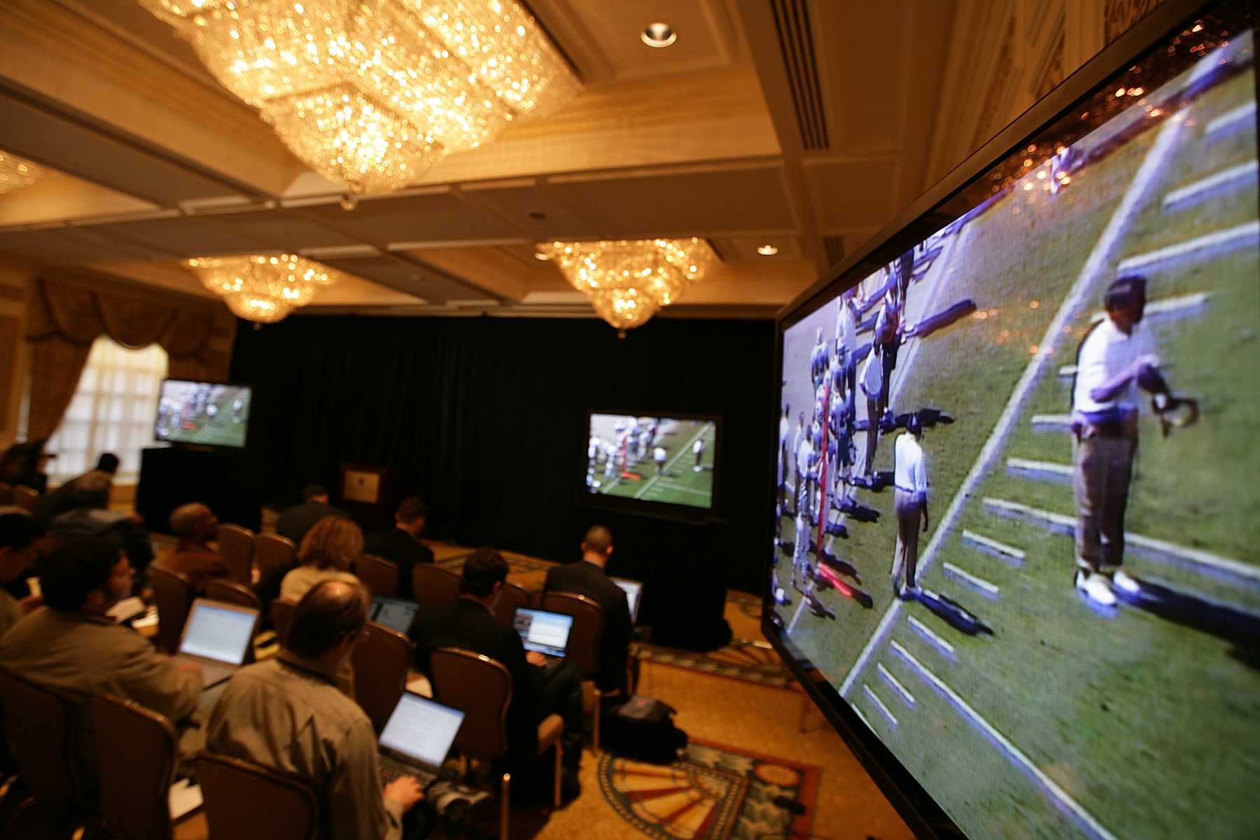 NEW YORK - MAY 13: Videotapes taken by former New England Patriots video operator Matthew Walsh are shown to the media on May 13, 2008 at the Intercontinental Hotel in New York City. Walsh was there to discuss videotaping practices used by the Patriots in the Spygate controversy.  (Photo by Chris Trotman/Getty Images)
