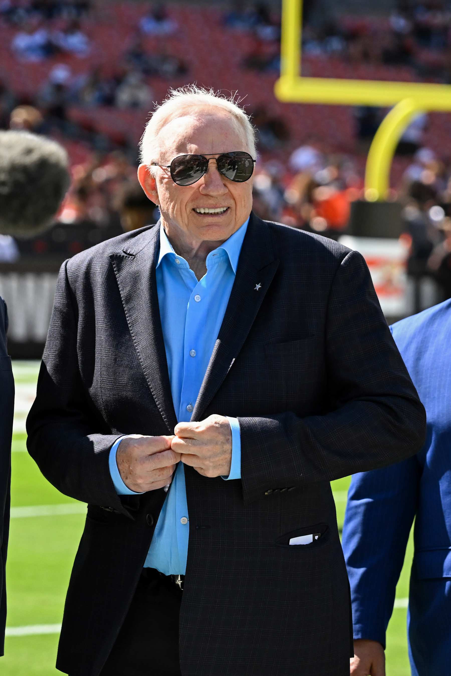 CLEVELAND, OHIO - SEPTEMBER 08: Owner/president/general manager Jerry Jones of the Dallas Cowboys looks on prior to a game against the Cleveland Browns at Huntington Bank Field on September 08, 2024 in Cleveland, Ohio. (Photo by Nick Cammett/Diamond Images via Getty Images)