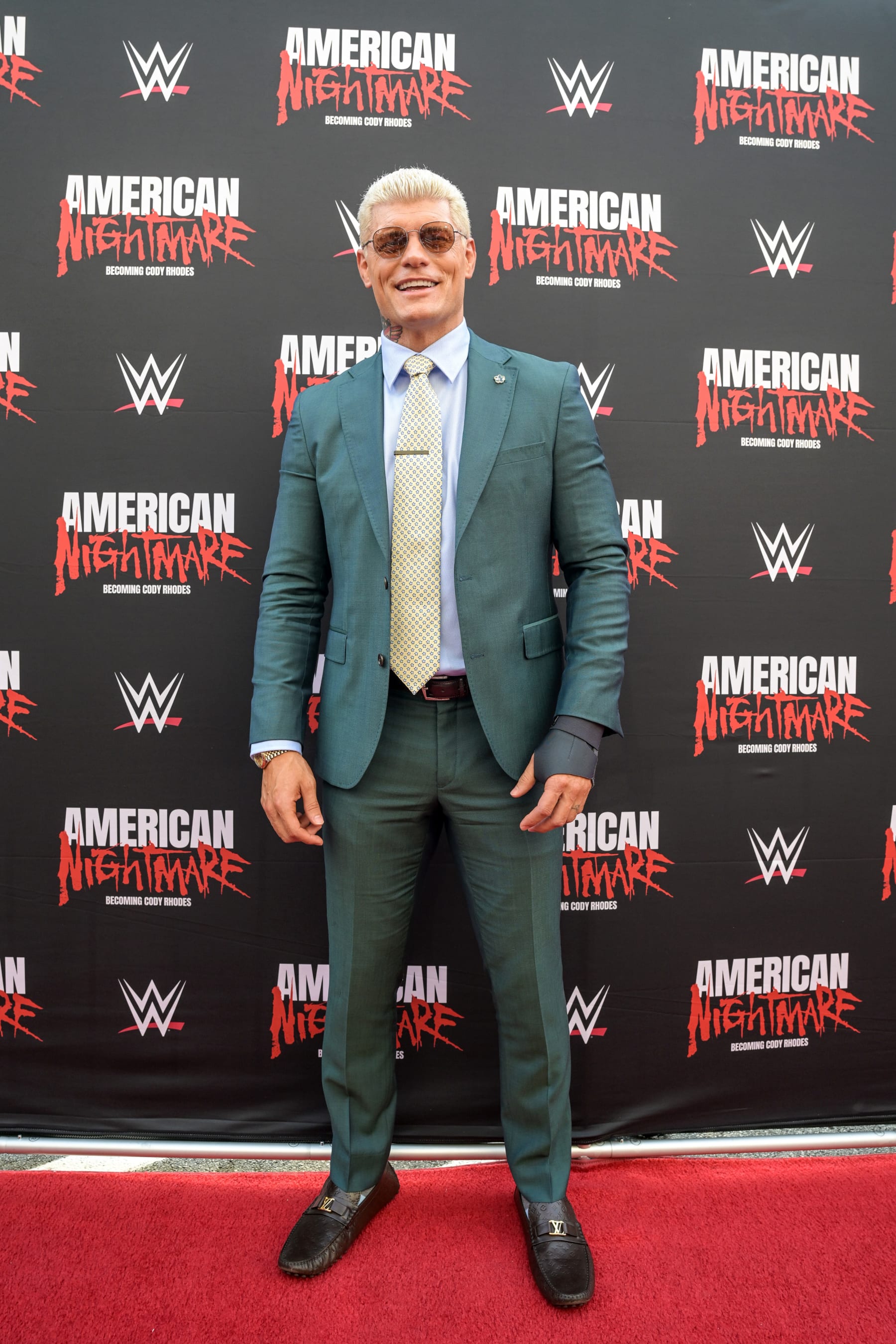 SANDY SPRINGS, GEORGIA - JULY 18: WWE Superstar Cody Rhodes arrives on the red carpet for the premiere of the Peacock original WWE documentary "American Nightmare: Becoming Cody Rhodes" on July 18, 2023 in Sandy Springs, Georgia. (Photo by WWE via Getty Images)