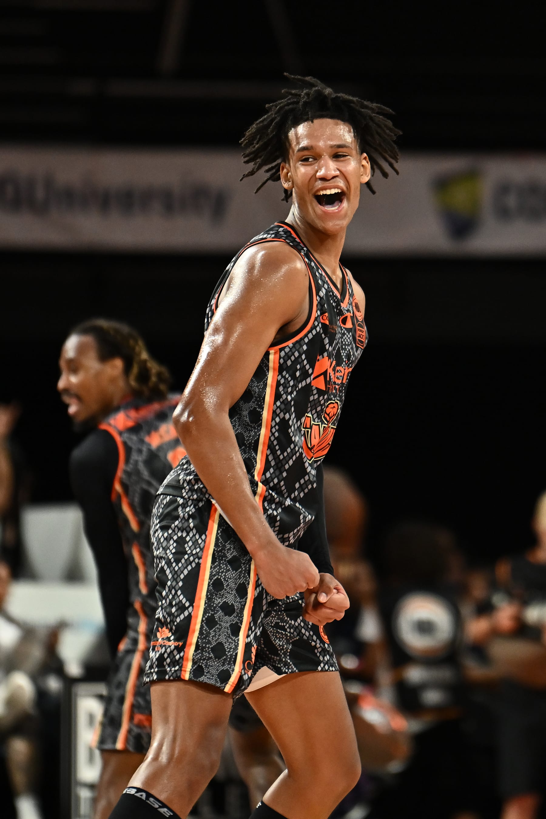CAIRNS, AUSTRALIA - JANUARY 13: Bobi Klintman  of the Taipans reacts during the round 15 NBL match between Cairns Taipans and Adelaide 36ers at Cairns Convention Centre, on January 13, 2024, in Cairns, Australia. (Photo by Emily Barker/Getty Images)