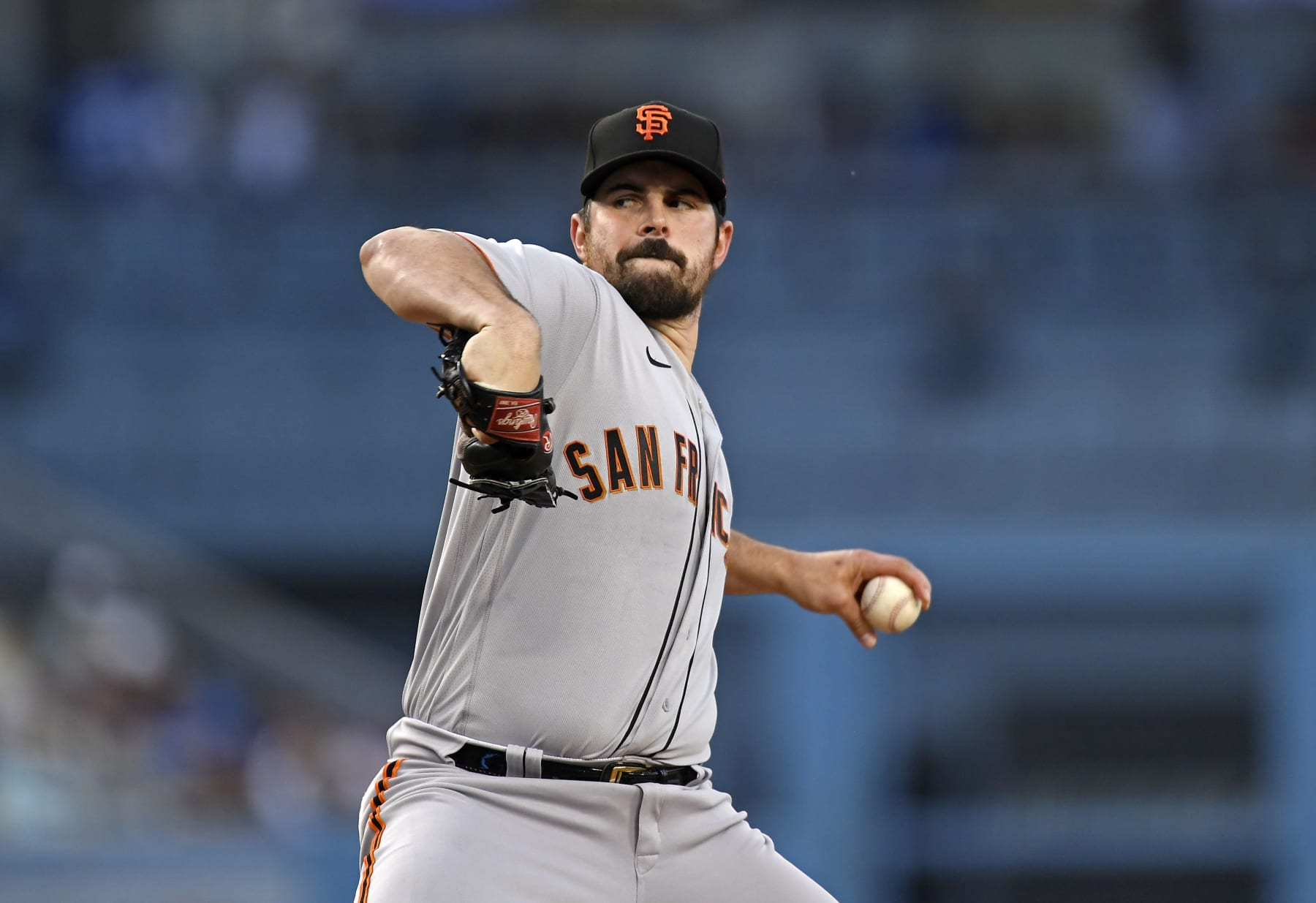 LOS ANGELES, CA - MAY 03: Starting pitcher Carlos Rodon #16 of the San Francisco Giants throws against the Los Angeles Dodgers during the first inning at Dodger Stadium on May 3, 2022 in Los Angeles, California. (Photo by Kevork Djansezian/Getty Images) LOS ANGELES, CA - MAY 03: Starting pitcher Carlos Rodon #16 of the San Francisco Giants throws against the Los Angeles Dodgers during the first inning at Dodger Stadium on May 3, 2022 in Los Angeles, California. (Photo by Kevork Djansezian/Getty Images)