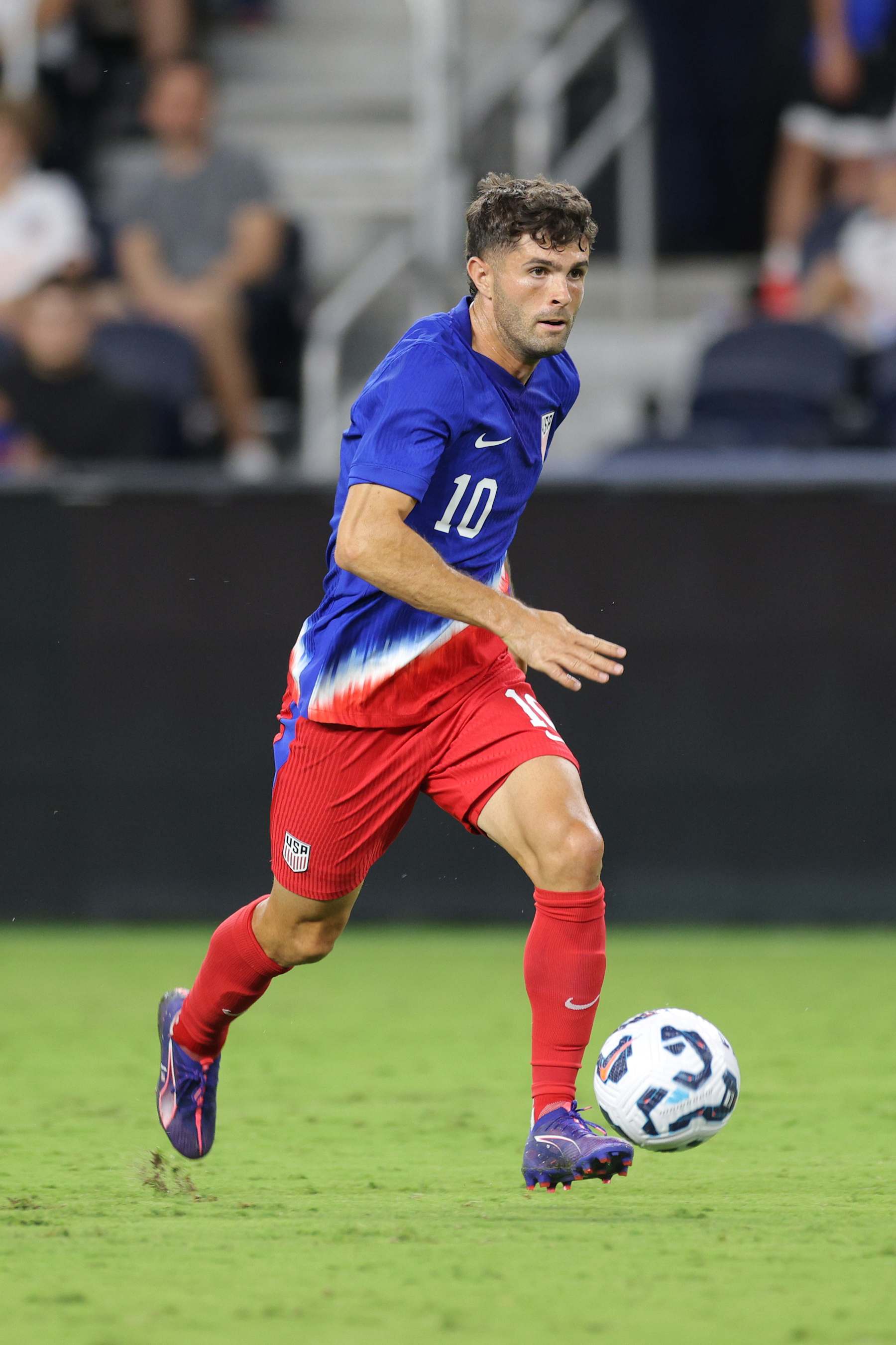 CINCINNATI, OHIO - SEPTEMBER 10: Christian Pulisic #10 of the United States advances the ball during the second half against New Zealand at TQL Stadium on September 10, 2024 in Cincinnati, Ohio. (Photo by John Dorton/ISI Photos/USSF/Getty Images)