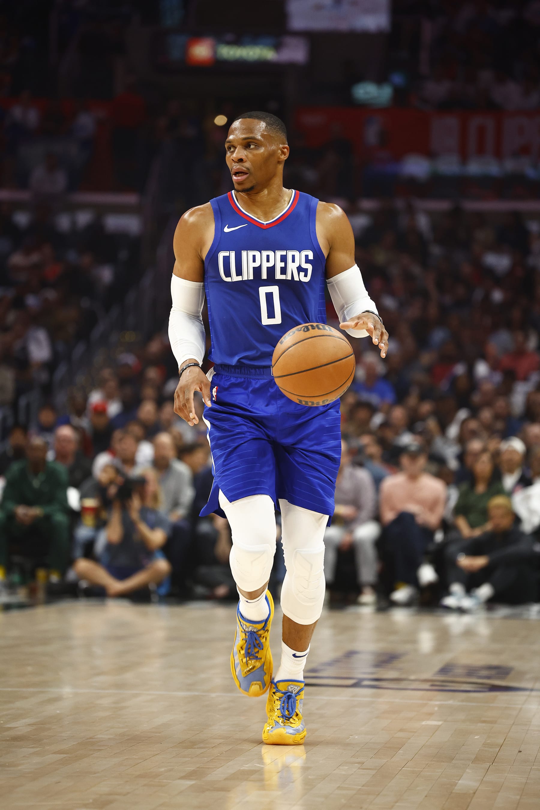 LOS ANGELES, CALIFORNIA - OCTOBER 25:  Russell Westbrook #0 of the LA Clippers at Crypto.com Arena on October 25, 2023 in Los Angeles, California.  NOTE TO USER: User expressly acknowledges and agrees that, by downloading and/or using this photograph, user is consenting to the terms and conditions of the Getty Images License Agreement. (Photo by Ronald Martinez/Getty Images)