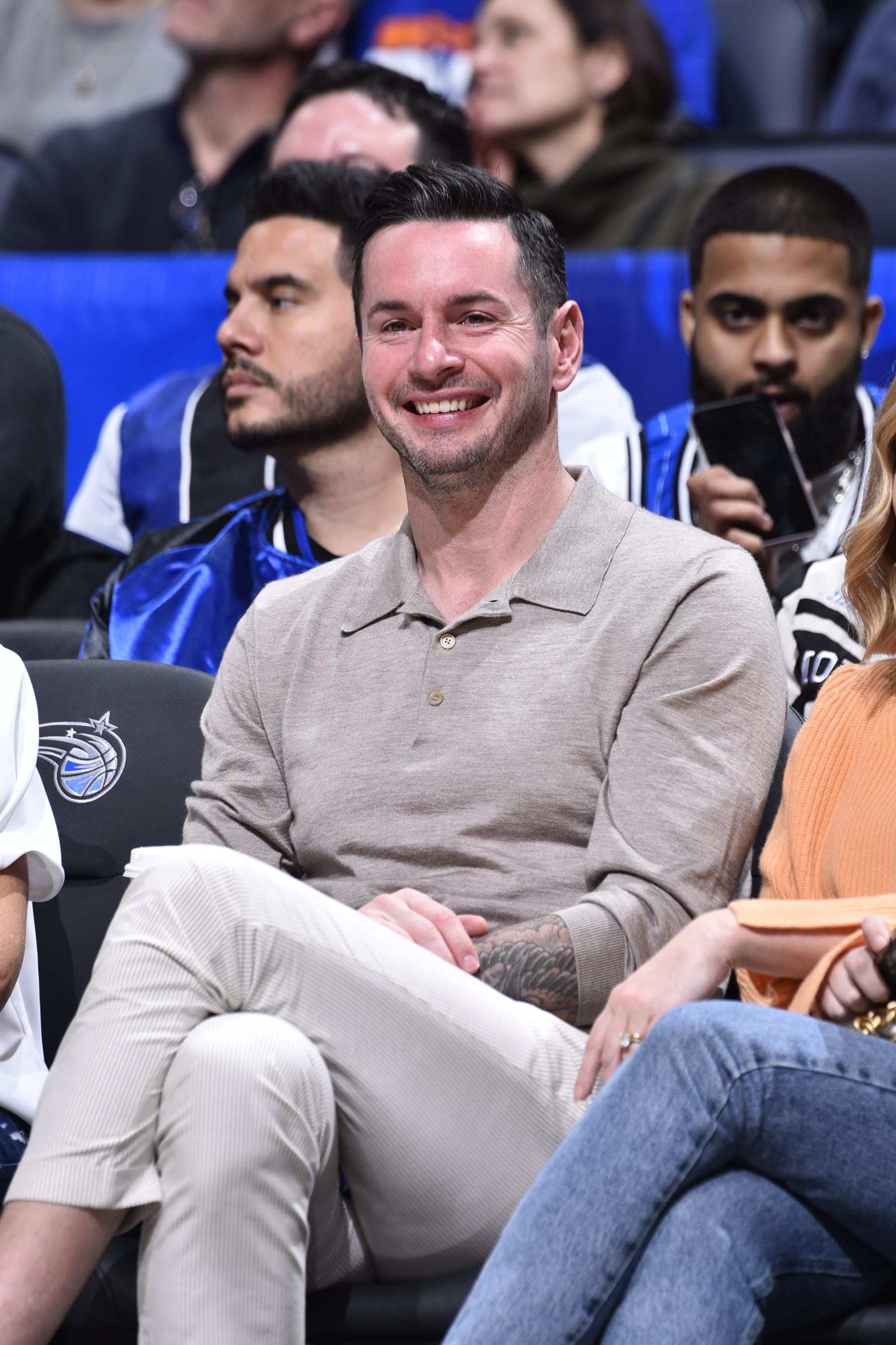 ORLANDO, FL - FEBRUARY 14: JJ Redick smiles  during the Orlando Magic game against the New York Knicks on February 14, 2024 at the Kia Center in Orlando, Florida. NOTE TO USER: User expressly acknowledges and agrees that, by downloading and or using this photograph, User is consenting to the terms and conditions of the Getty Images License Agreement. Mandatory Copyright Notice: Copyright 2024 NBAE (Photo by Gary Bassing/NBAE via Getty Images)