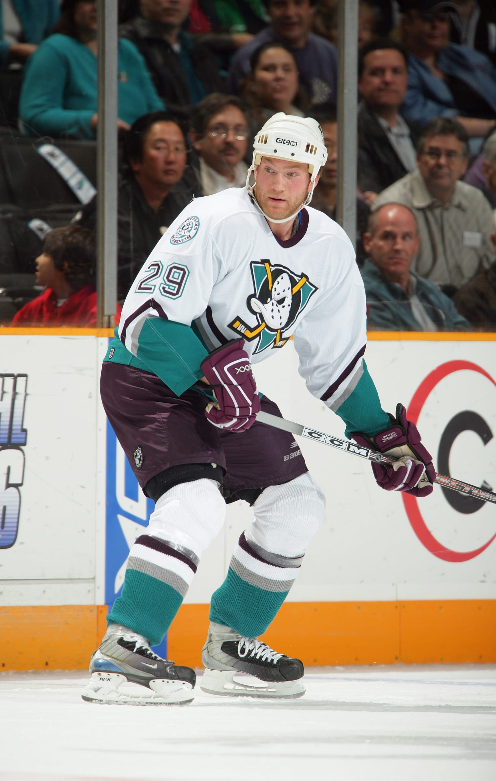 SAN JOSE, CA - DECEMBER 20: Todd Fedoruk #29 of the Anaheim Mighty Ducks skates during a game against the San Jose Sharks on December 20, 2005 at the HP Pavilion in San Jose, California. The Sharks won the game 4-2.  (Photo by Don Smith/Getty Images)