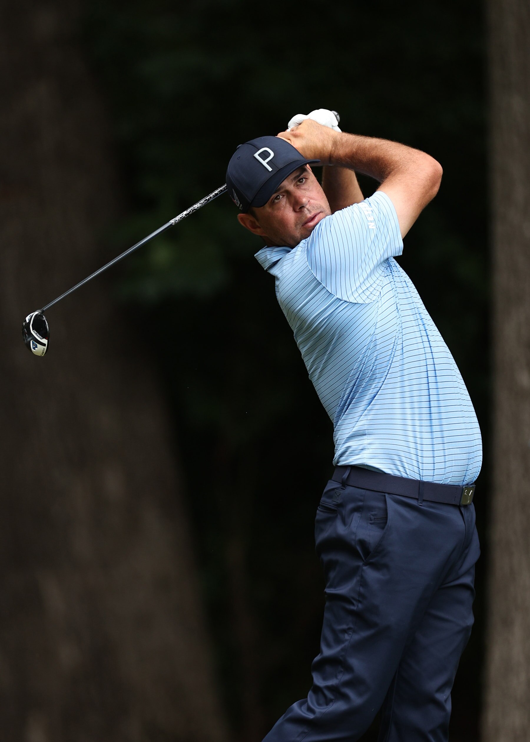 GREENSBORO, NORTH CAROLINA - AUGUST 04: Gary Woodland of the United States plays his shot from the second tee during the second round of the Wyndham Championship at Sedgefield Country Club on August 04, 2023 in Greensboro, North Carolina. (Photo by Jared C. Tilton/Getty Images)