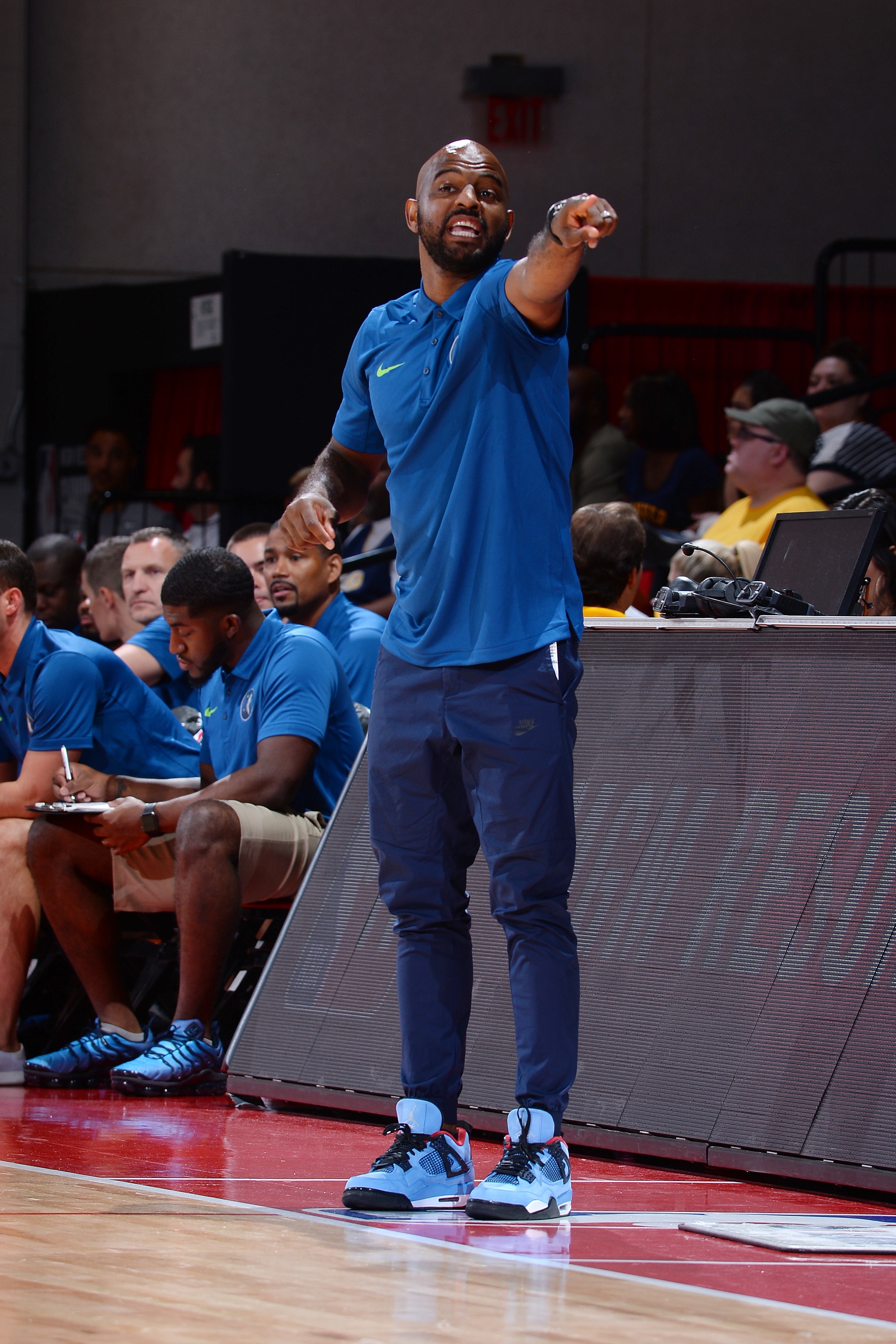 LAS VEGAS, NV - JULY 6: Summer League Head Coach John Lucas III of the Minnesota Timberwolves shouts out directions during the game against the Denver Nuggets during the 2018 Las Vegas Summer League on July 6, 2018 at the Thomas & Mack Center in Las Vegas, Nevada. NOTE TO USER: User expressly acknowledges and agrees that, by downloading and/or using this Photograph, user is consenting to the terms and conditions of the Getty Images License Agreement. Mandatory Copyright Notice: Copyright 2018 NBAE (Photo by Bart Young/NBAE via Getty Images)