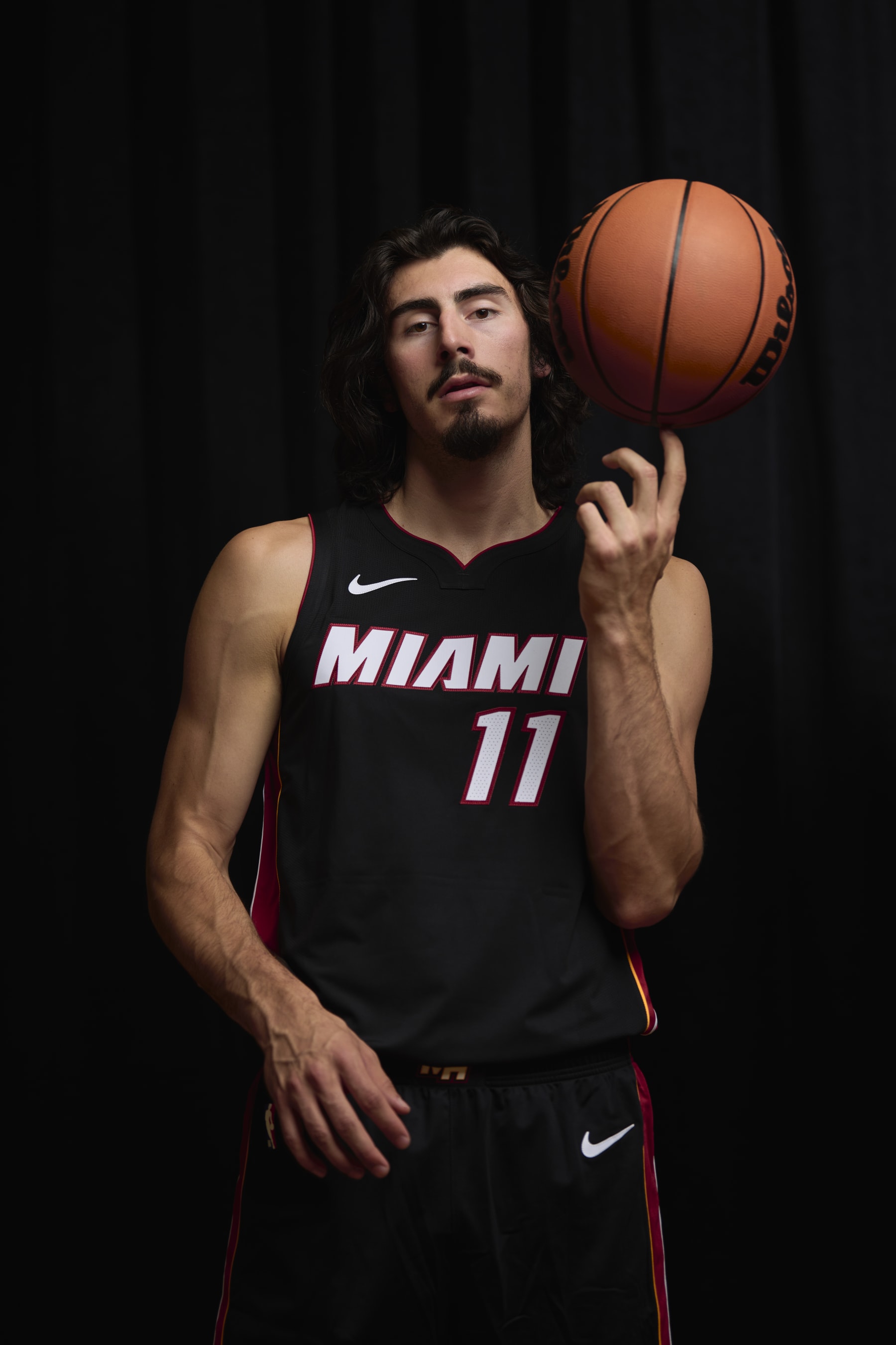 LAS VEGAS, NV - JULY12: Jaime Jaquez Jr. #11 of the Miami Heat poses for a portrait during the 2023 NBA Rookie Photo Shoot on July 12, 2023 at the University of Nevada, Las Vegas campus in Las Vegas, Nevada. NOTE TO USER: User expressly acknowledges and agrees that, by downloading and/or using this Photograph, user is consenting to the terms and conditions of the Getty Images License Agreement. Mandatory Copyright Notice: Copyright 2023 NBAE (Photo by Cooper Neill/NBAE via Getty Images)