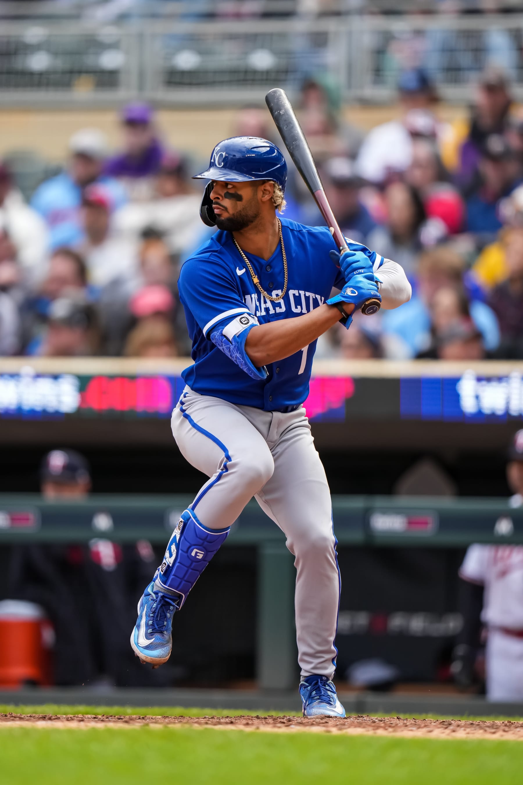 MINNEAPOLIS, MN - APRIL 29: MJ Melendez #1 of the Kansas City Royals bats against the Minnesota Twins on April 29, 2023 at Target Field in Minneapolis, Minnesota. (Photo by Brace Hemmelgarn/Minnesota Twins/Getty Images)