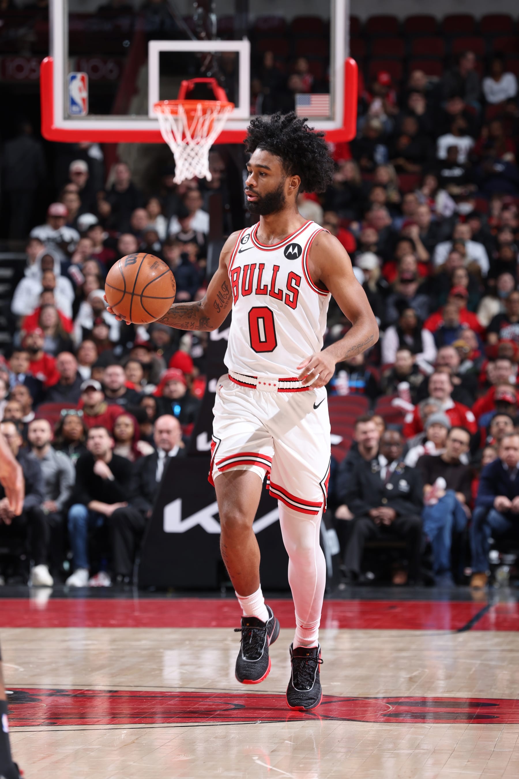 CHICAGO, IL - JANUARY 31: Coby White #0 of the Chicago Bulls drives to the basket during the game against the LA Clippers on January 31, 2023 at United Center in Chicago, Illinois. NOTE TO USER: User expressly acknowledges and agrees that, by downloading and or using this photograph, User is consenting to the terms and conditions of the Getty Images License Agreement. Mandatory Copyright Notice: Copyright 2022 NBAE (Photo by Jeff Haynes/NBAE via Getty Images)